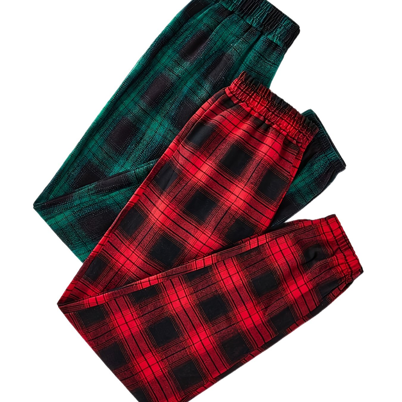 TEMU Women's Pants, Spring Summer Autumn Style, 2pcss Set Casual Elastic Waist Loose Easy Checkered Print Pants 2pcss Set Reversible Wear