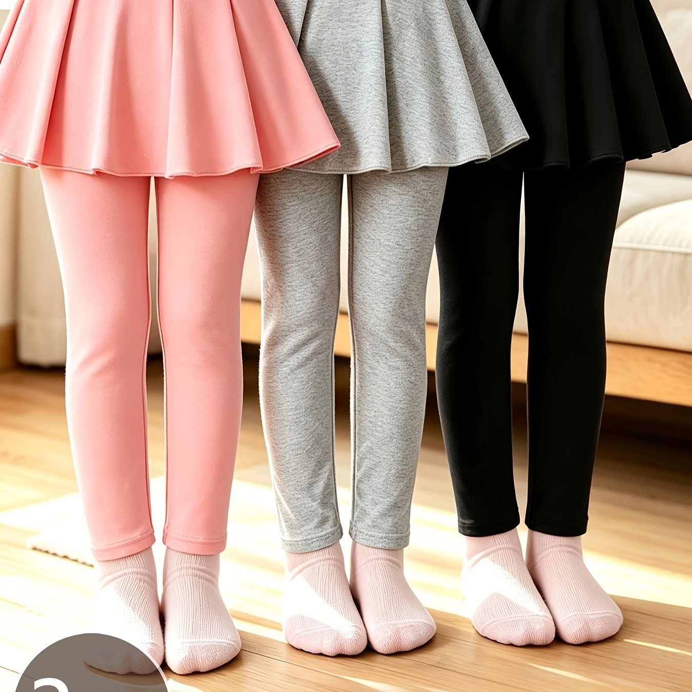Image of Young Girl Girls' Slim Fit Casual Skirt Pants With Bow Pattern Print, 3pcs Set For Spring/autumn - A Gift For Your Daughter