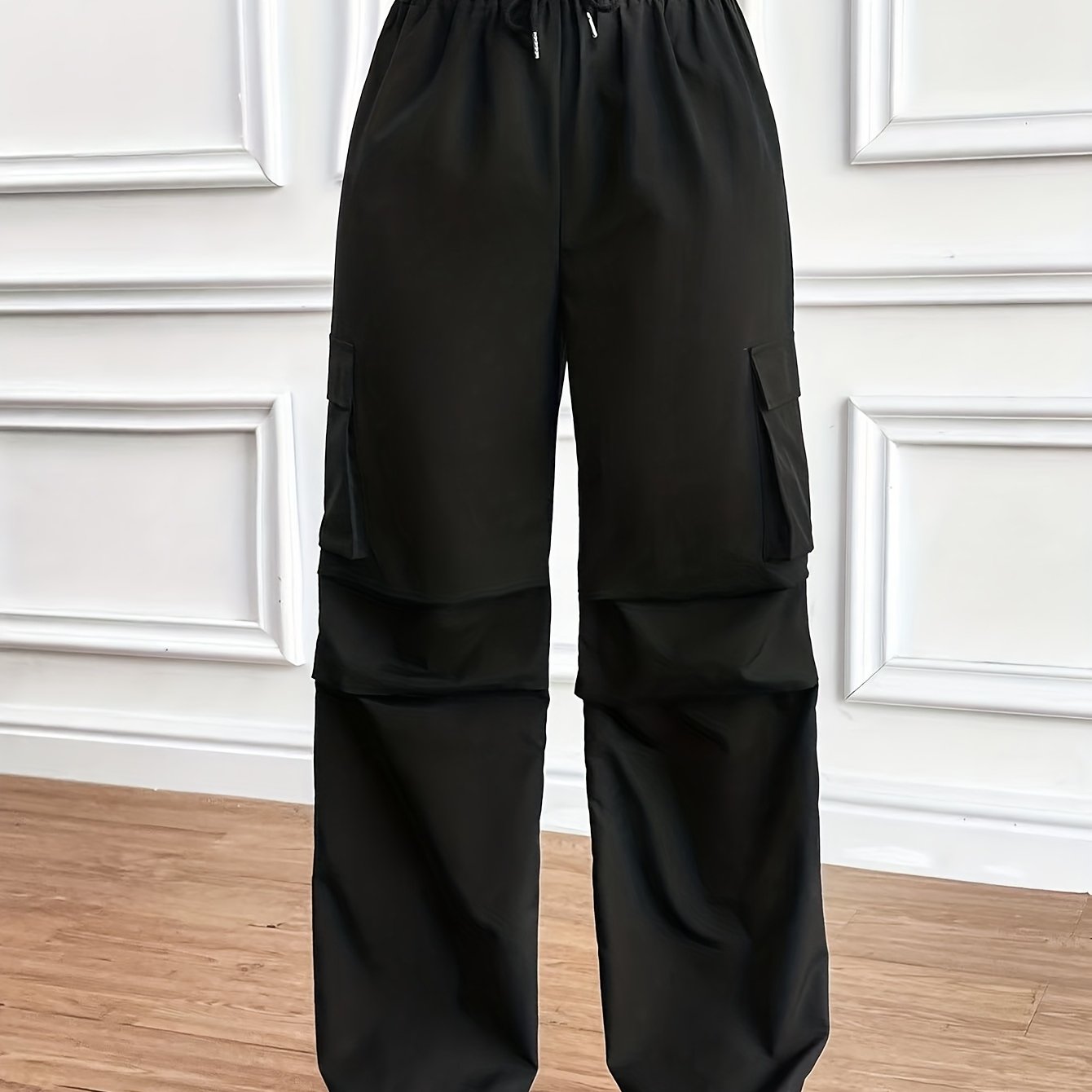 TEMU Pantalones cargo holgados para mujer con bolsillo 3D, cintura elástica y cordón ajustable