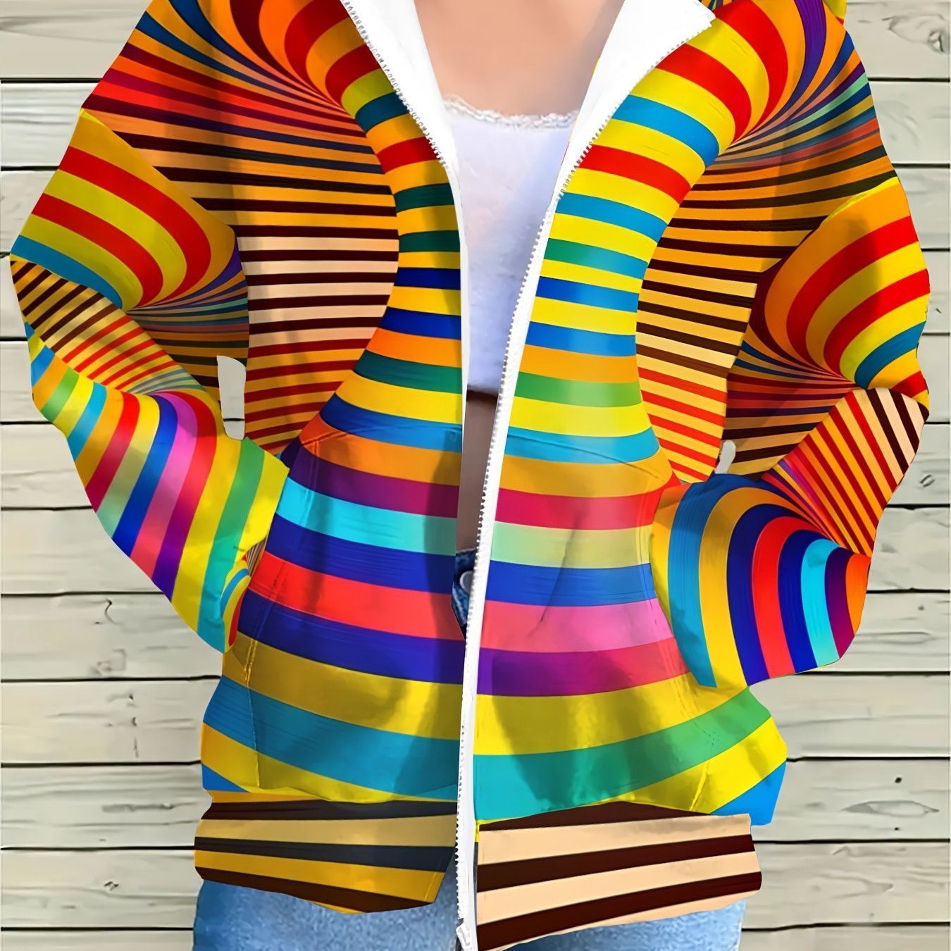 TEMU Women's New Zip-up Hooded Sweatshirt, Long Sleeve, Comfortable For Commuting, Casual, Outdoor, Streetwear