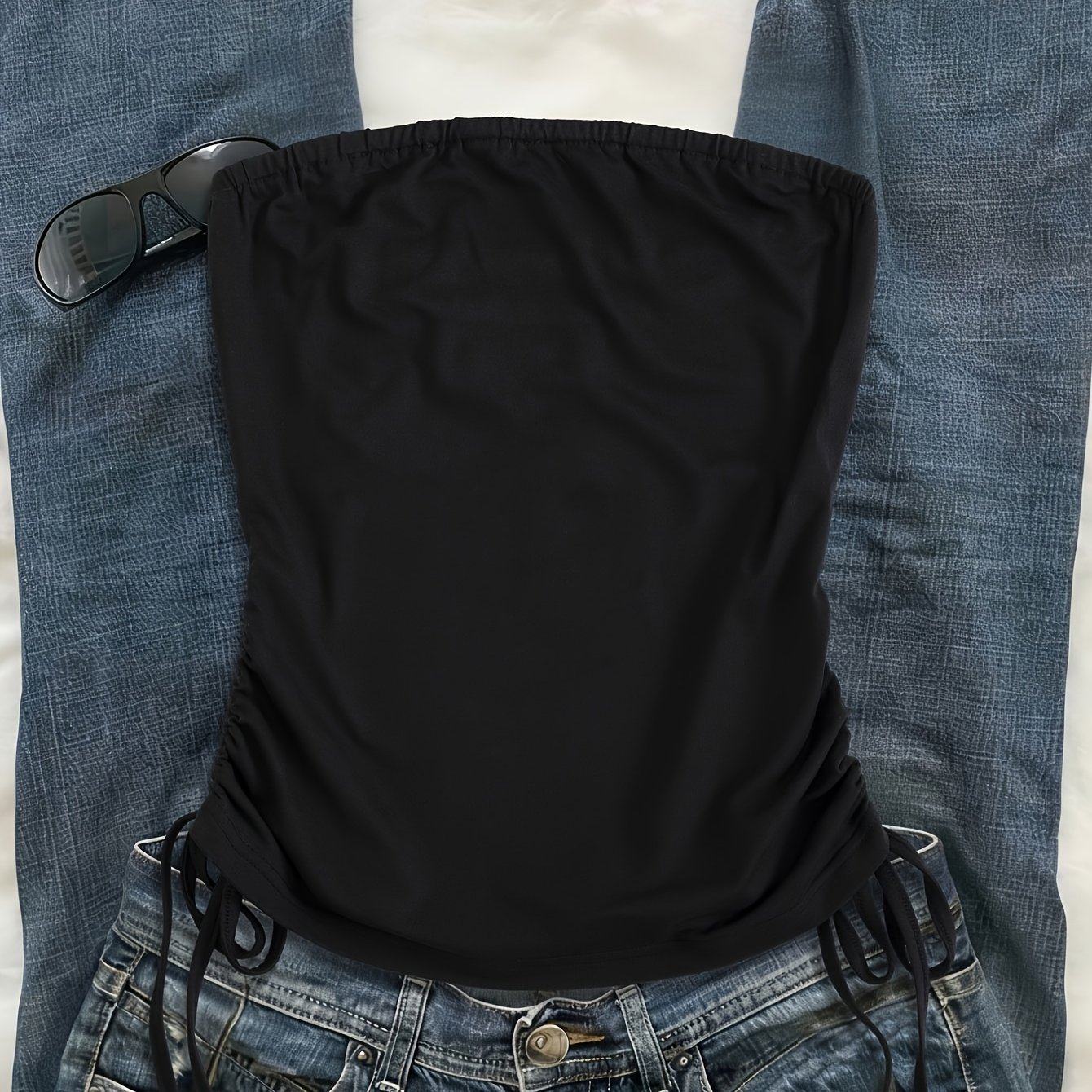 TEMU D333-fashionable Women's Clothing Spring/summer Y2k Hot One-shoulder Bandeau Slim Fit Flattering Top Plain