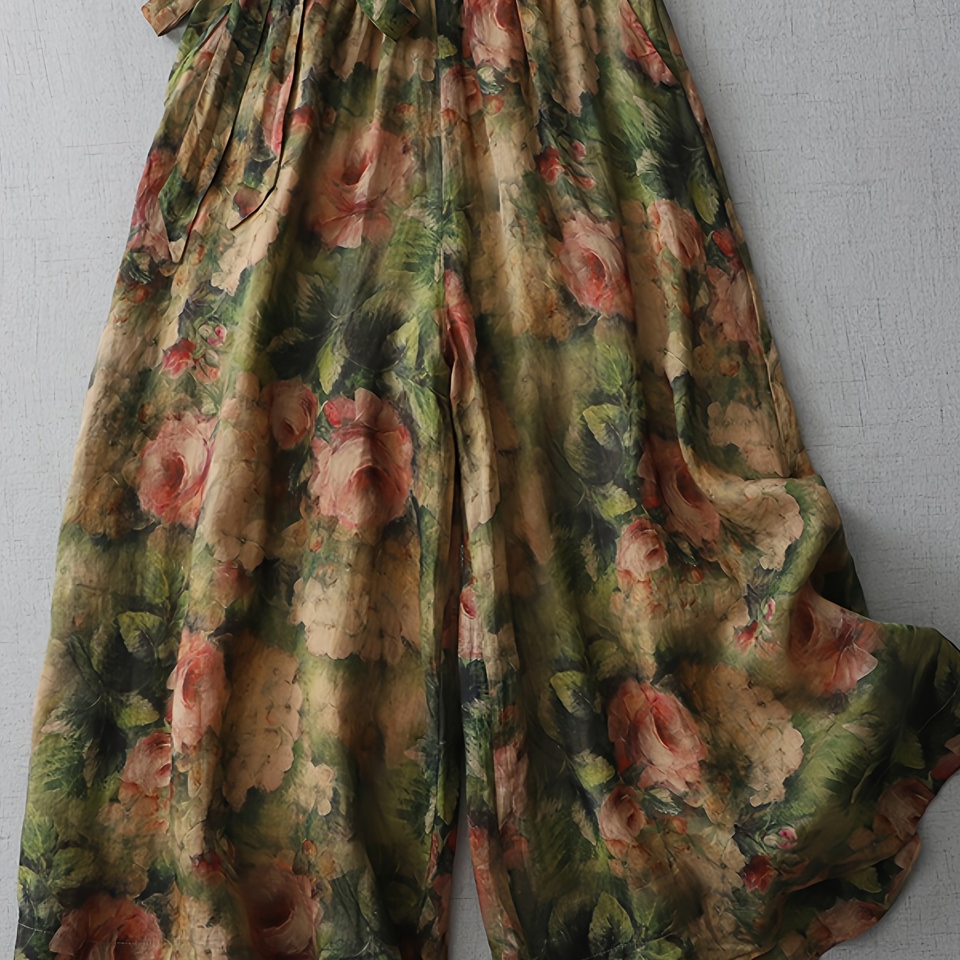 E-shop Vintage, Bedruckte, , Damen Weitbeinige Sommer-Neuheit mit Elastischem Bund, Kordelzug, Knöchelhose