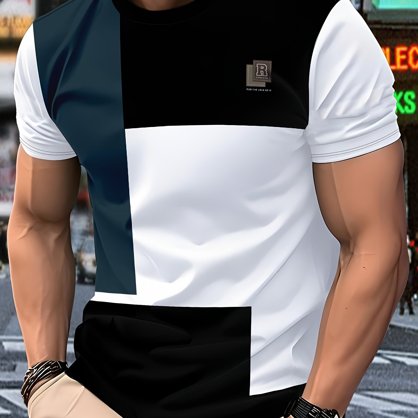 TEMU Men's Casual Short-sleeve T-shirt, 100% Polyester, Round Neck, Machine Washable, With Smooth Fabric, Regular Fit, Solid Color, Perfect For Daily