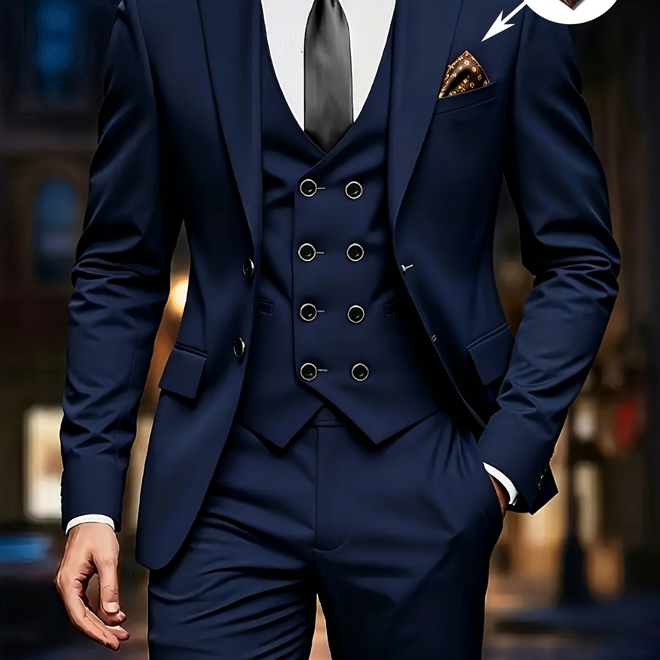 TEMU Men's 3pcs Suit Set, Jacket Vest Trousers, Formal Wear, Groomsmen And Special Occasions, Wedding Attire, Elegant Style, Non-stretch Fabric (with