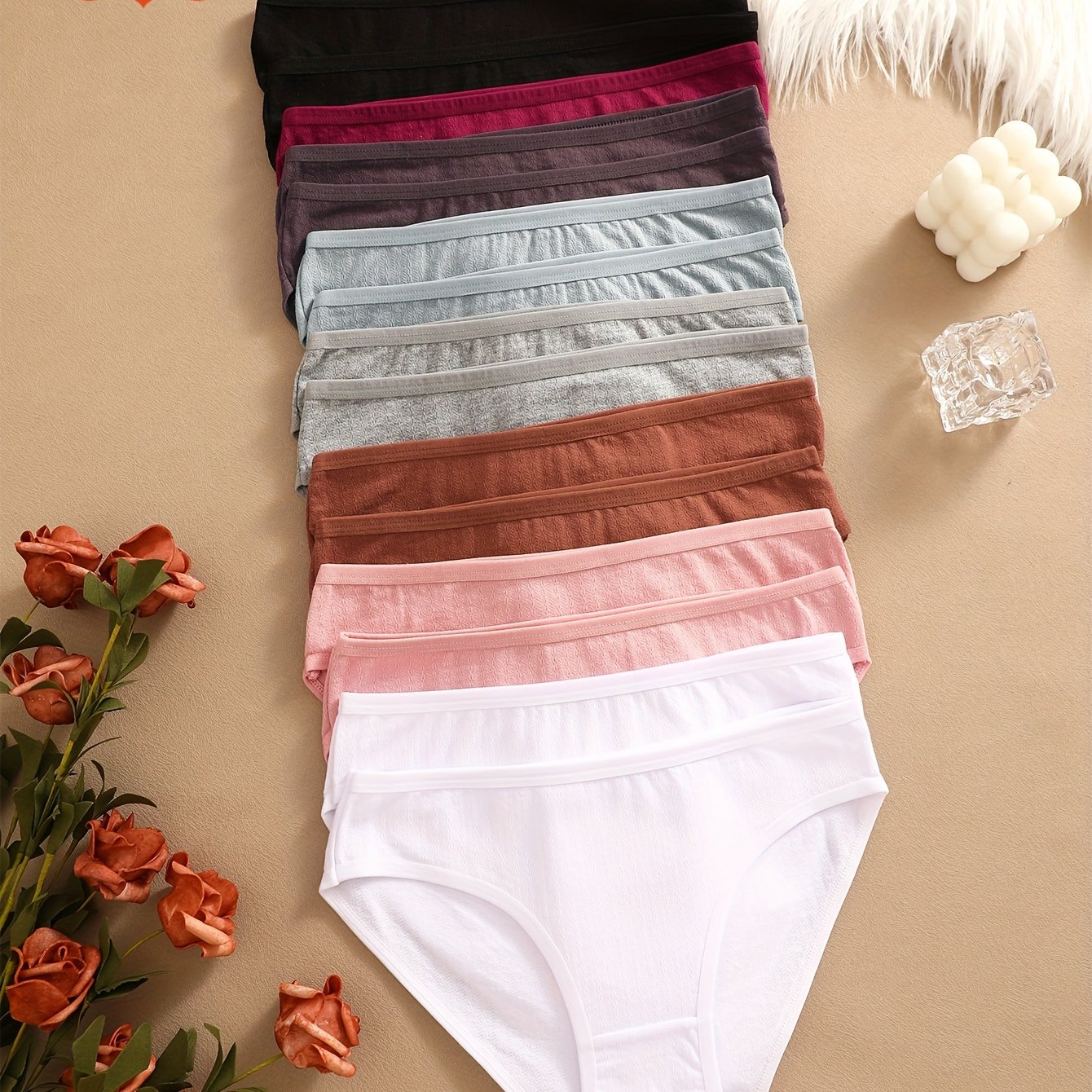 TEMU 15pcs Of Women's Comfortable Underwear, Soft And Friendly, Women' Color Underwear, Underwear And Underwear Set