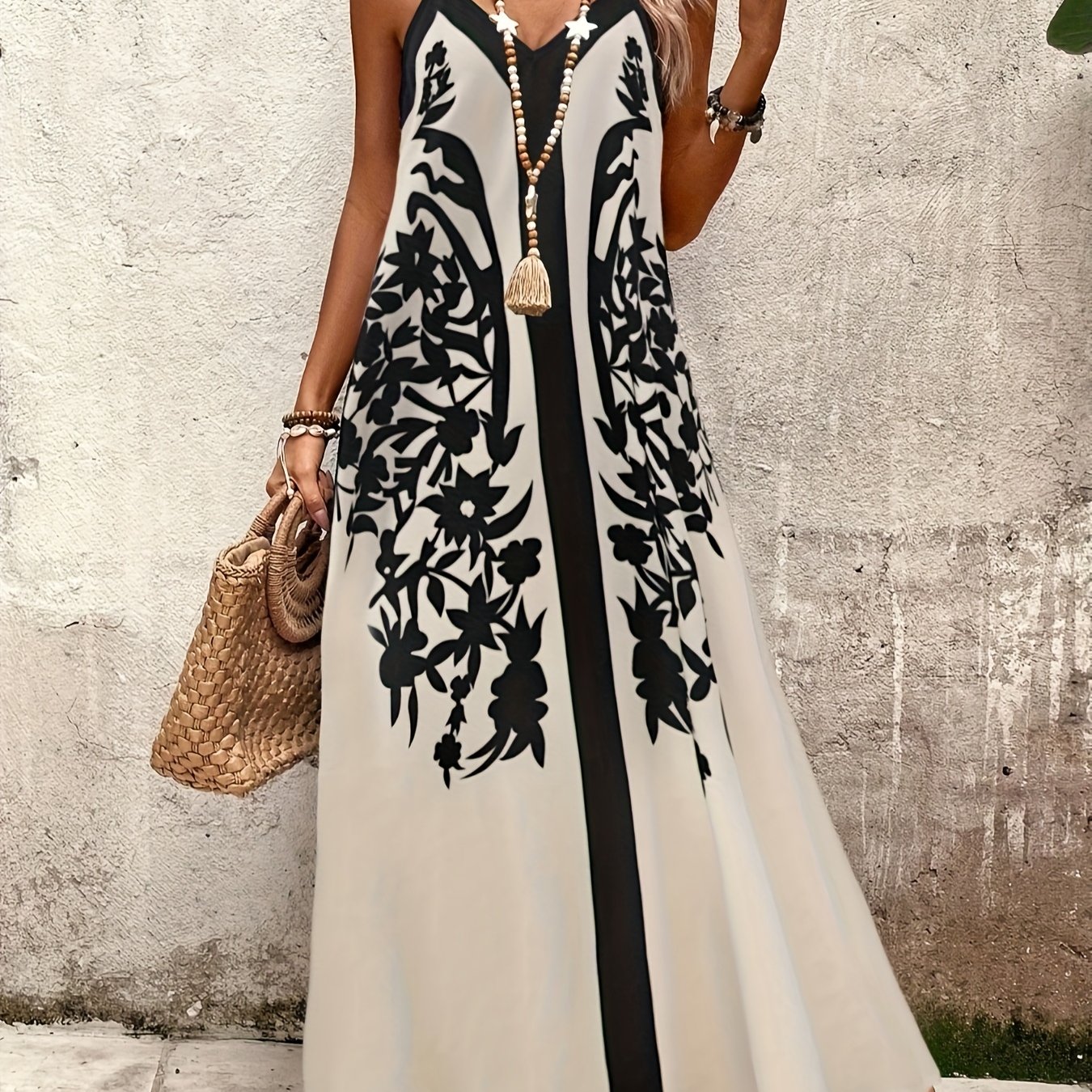 Ladies' Fashion Elegant Printed Suspender Dress