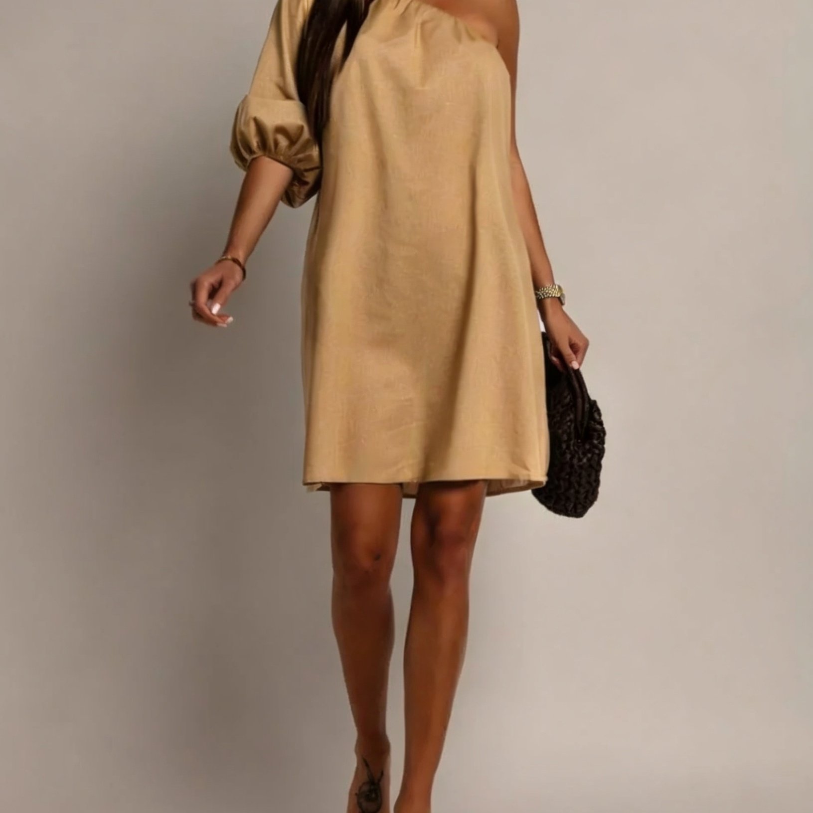TEMU Vestido color de un caído - la , media, adecuado para desplazamientos semiformales | compatible con blusa lavable a máquina (No, vestido de