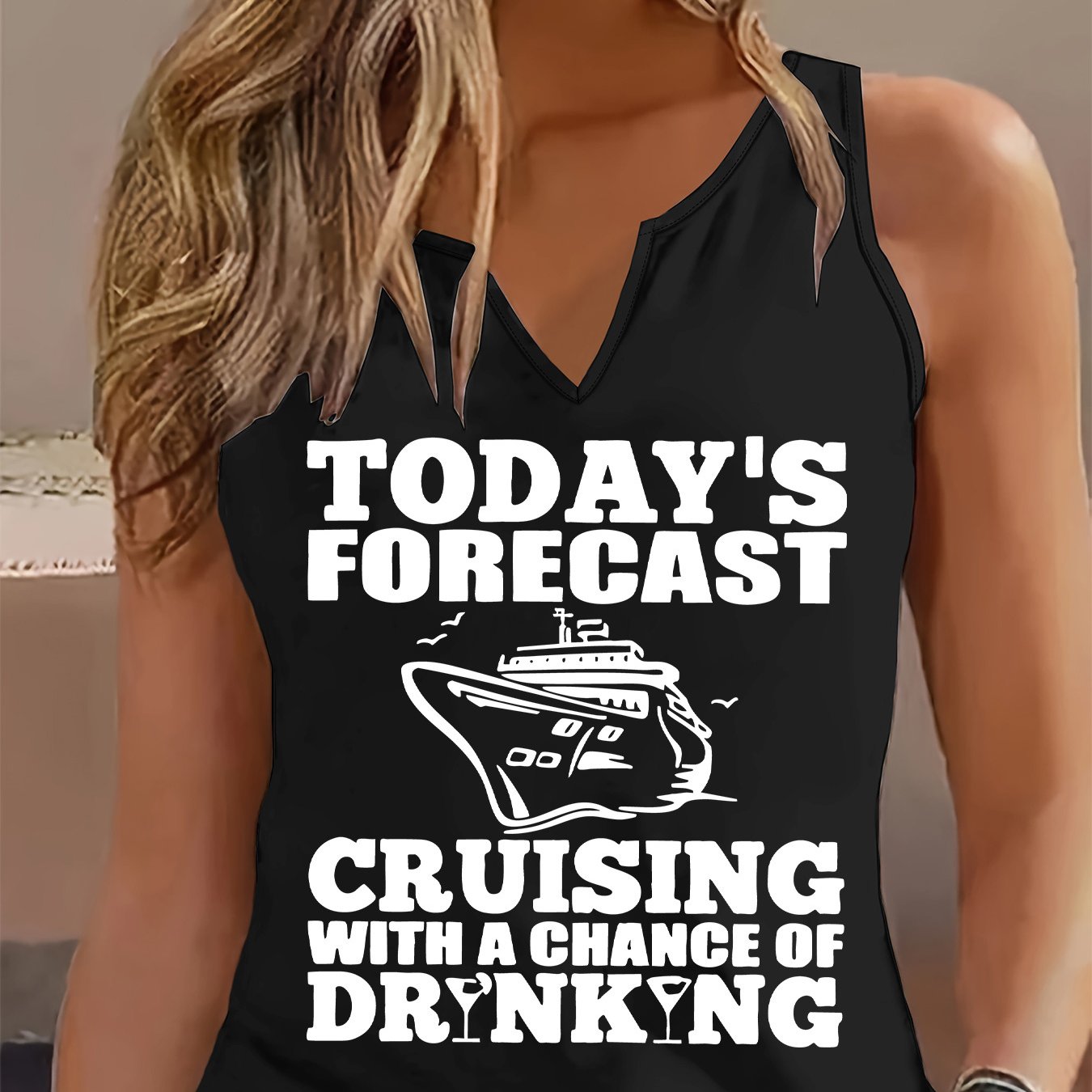 TEMU Graphic Print Tank Top, Sleeveless Casual Top For Summer & Spring, Women's Clothing