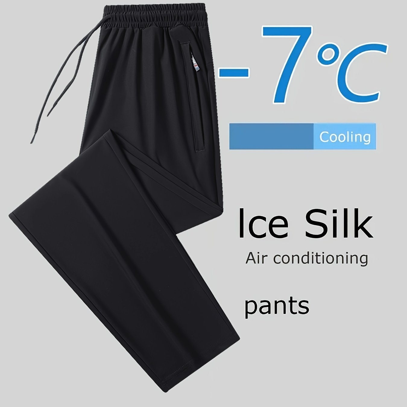 Large Size Ice Pants Men's Summer Casual Pants Sports Pants Loose Thin Cool Drape Sports Pants, Plus Size