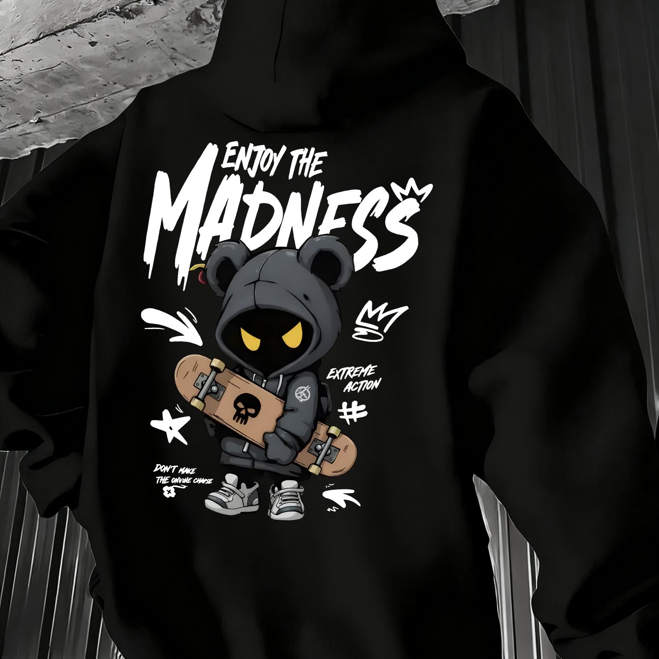 Image of Trendy New 1pc "enjoy The " Skateboard Skull Cool Print Hoodie, Loose And Easy To Wash, Boys And Teenager Daily Outing/campus Wear Essential, Suitable For Spring Autumn Winter