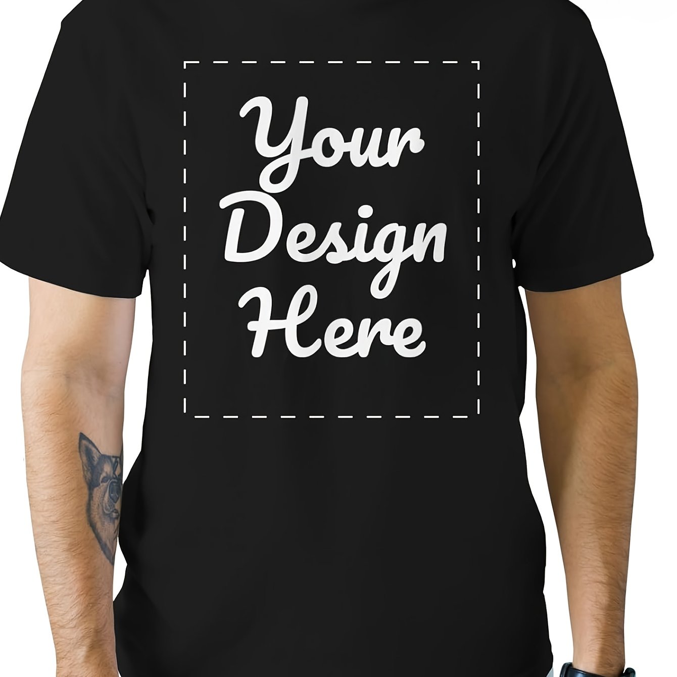 TEMU Custom Men's T-shirt, Halloween And Christmas Patterns/text, Team Building Apparel, Couple's Gift T-shirt, Comfortable Crew Neck Style,