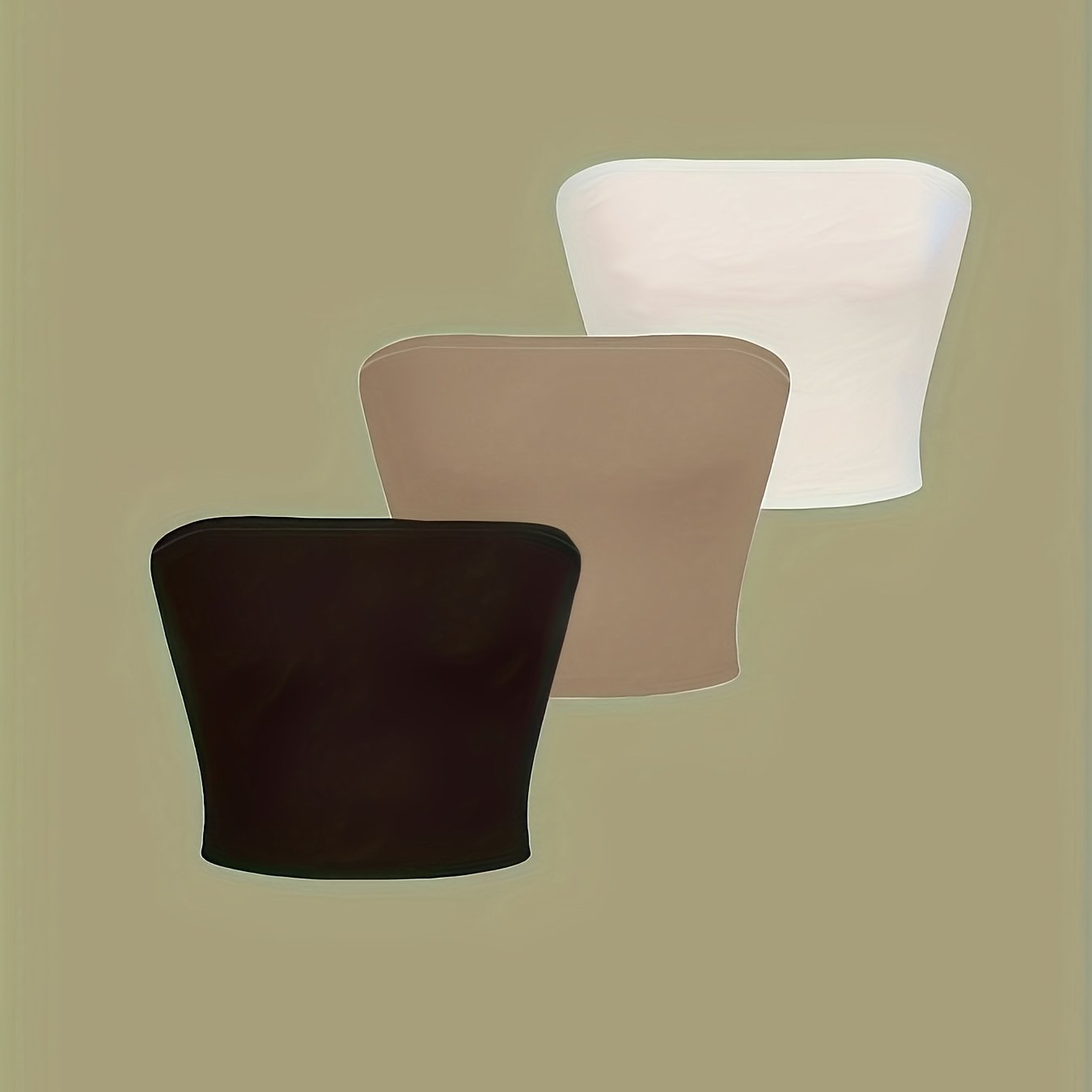 TEMU Conjunto de 3 piezas de top bandeau sin tirantes de elasticidad en para ropa de exterior