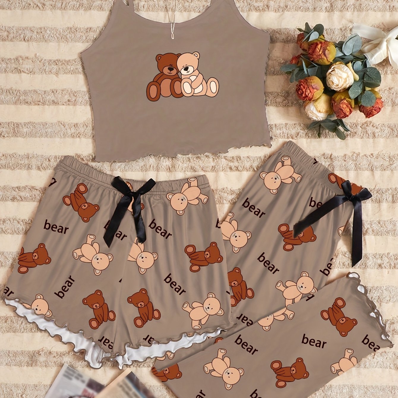 TEMU Women's Sleepwear Camisole Three-piece Set