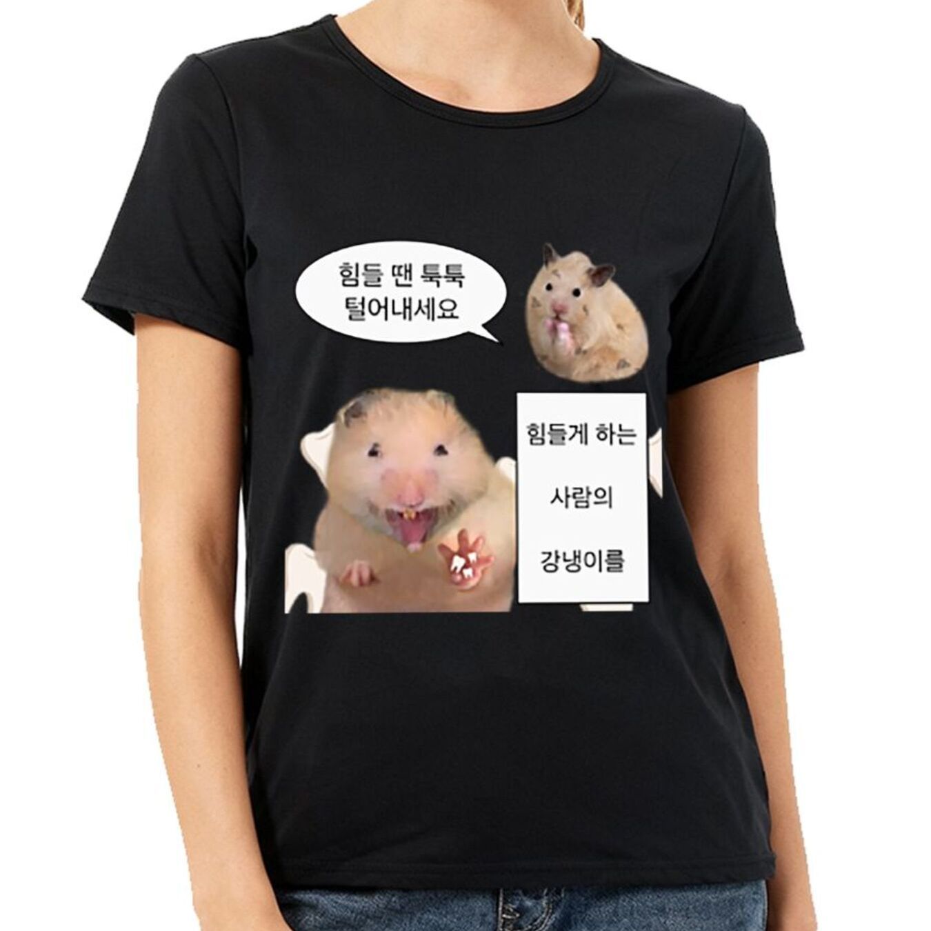 TEMU 여성용 햄스터 프린트 티셔츠 - 귀여운 햄스턴 2세 햄스터 그래픽 반팔 라운드넥 캐주얼 티, 중간 신축성 원단으로 사계절 착용 및 햄스터 테마 의상에 적합