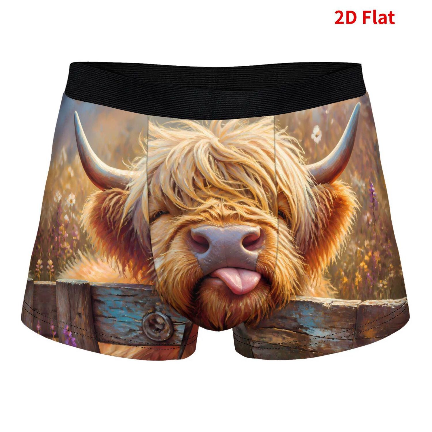 TEMU 2d Print Design Highland Cow Fence Pattern Boxer Shorts Funny Novelty Lightweight