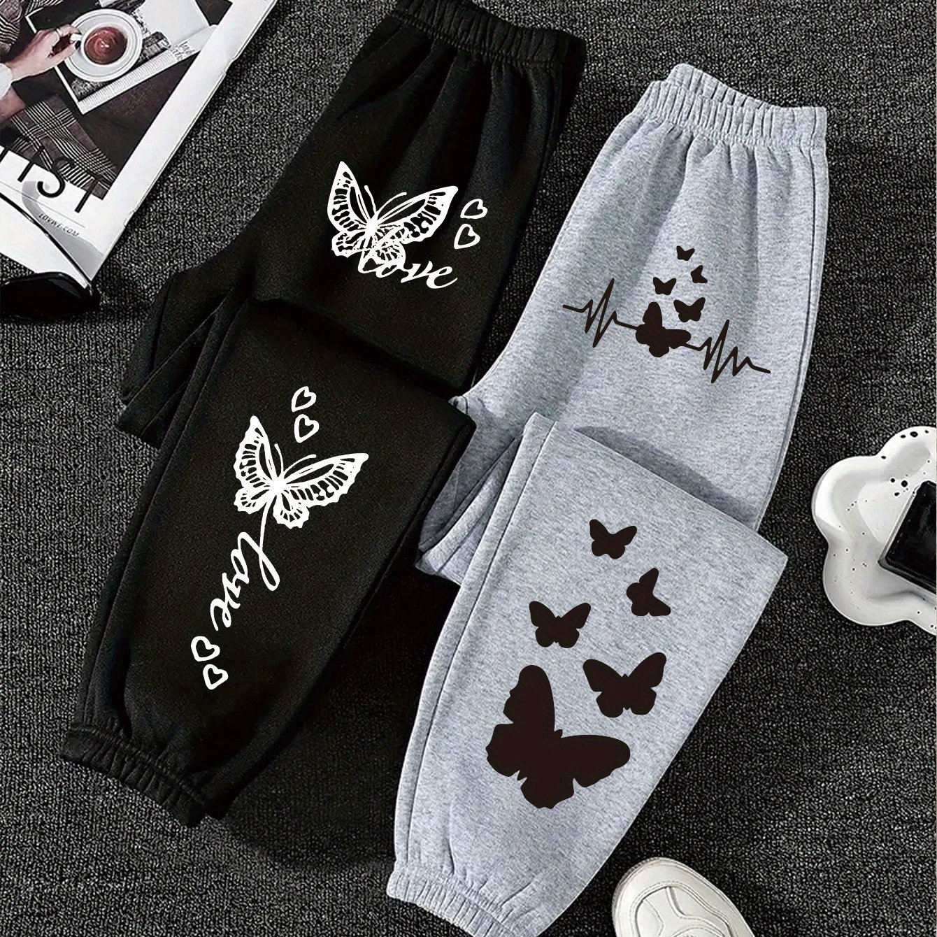TEMU A Must-have For Sweet And Cool Lovers! Black And White Joggers That And In A Korean Style! Pants That Match Well In Gray And Black. Trendy
