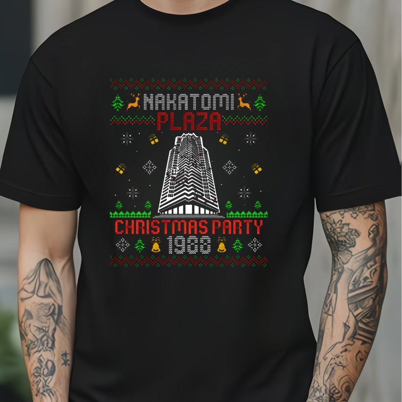 TEMU 1pc Pure Round Neck Short-sleeved T-shirt Featuring A Print Of ' 1988 Christmas Party' This Fashionable Men's T-shirt Is Super Soft Refreshing