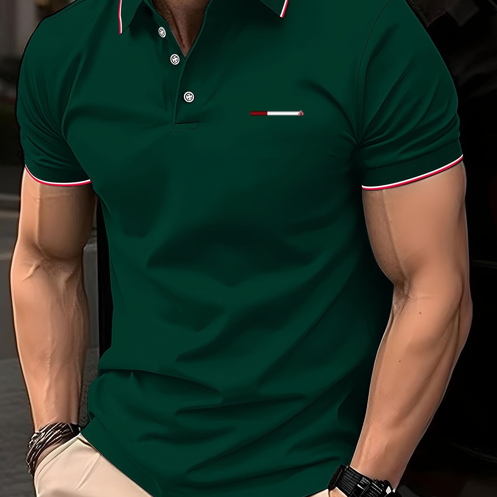 TEMU Red And Print, Mature Men' Size Business Casual Shirt With Large Lapel, Henley Shirt