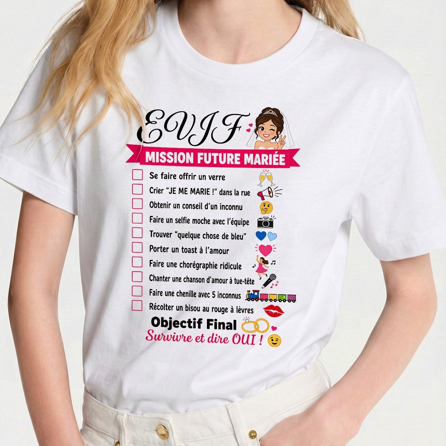 TEMU T-shirts amusants pour enterrement de vie de fille , cadeau pour la mariée, douche nuptiale, t-shirt liste de chasse au pour enterrement de vie