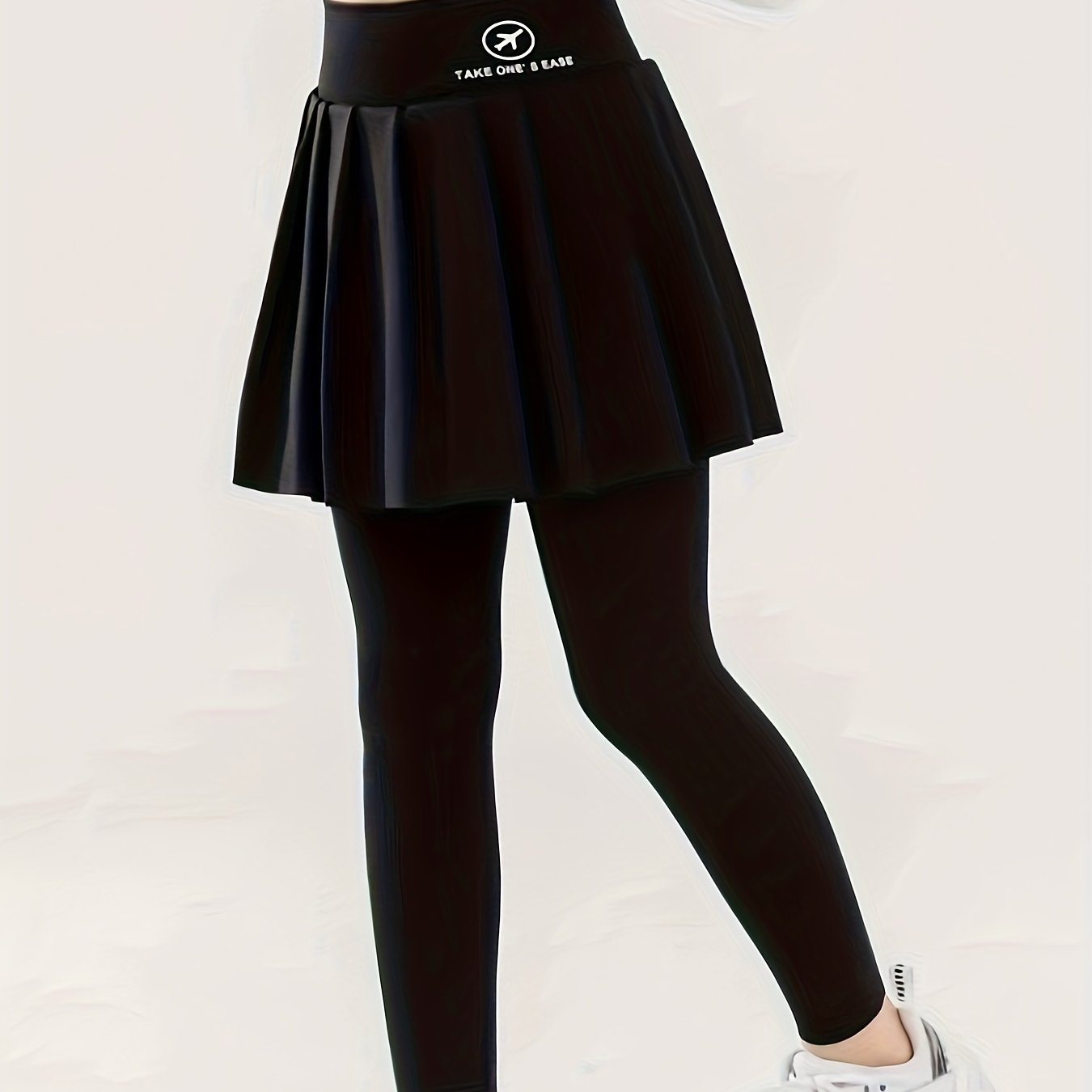 Image of Girls' 2-in-1 Skort: Shark Leggings With Built-in Skirt For Spring/autumn, Suitable For Sports And Outerwear
