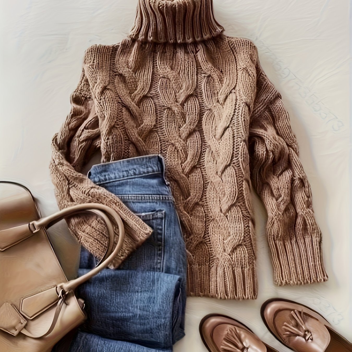 High-neck Cable- Sweater