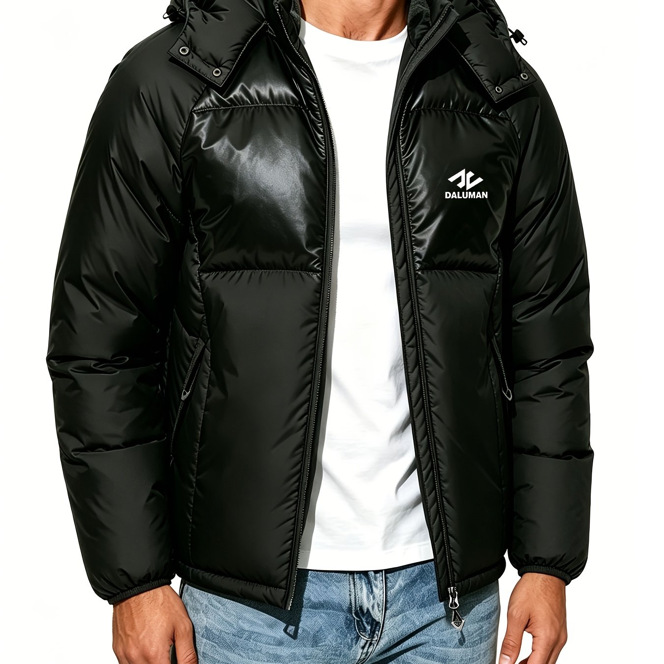 Men's Hooded Padded Jacket with Detachable Hood