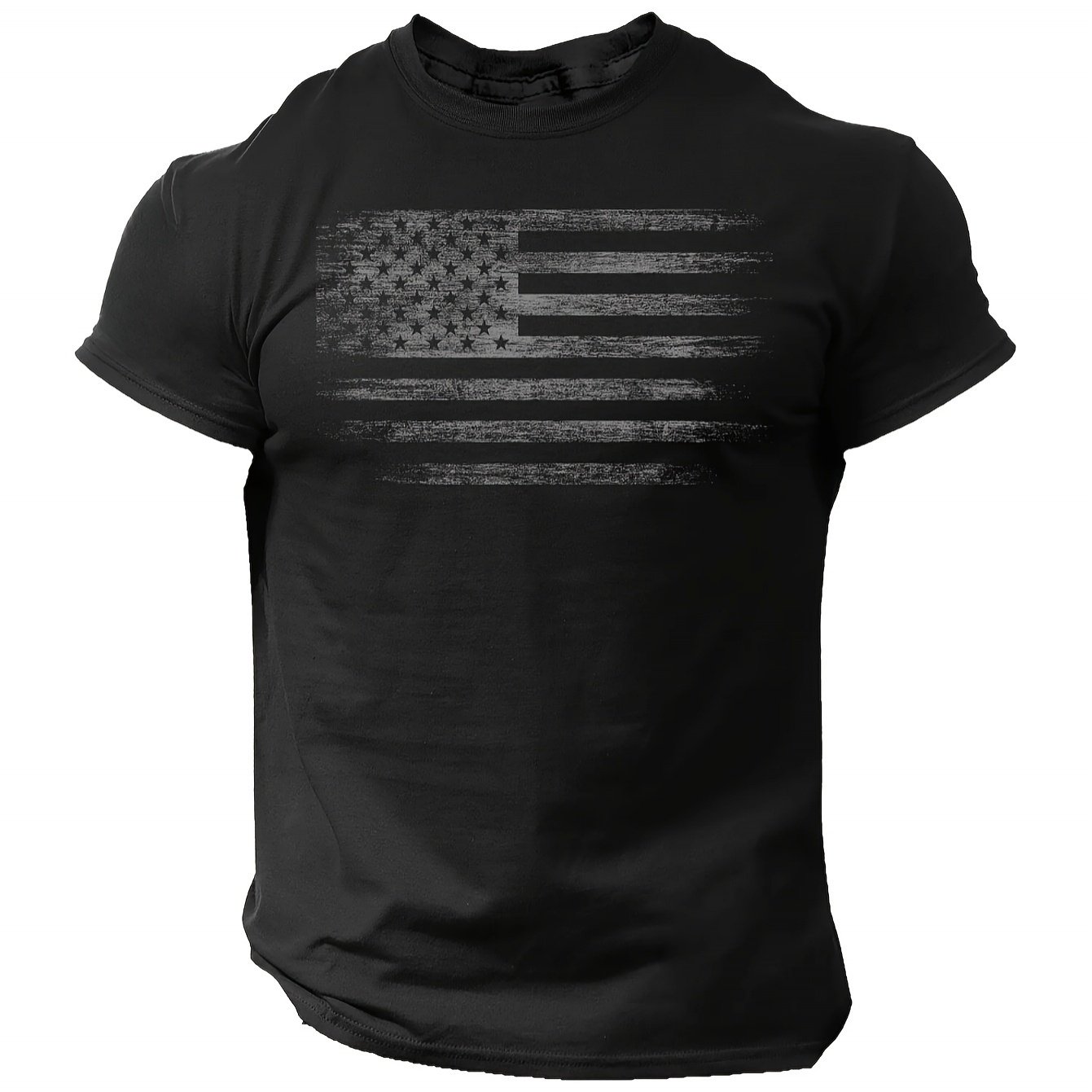 Image of American Distressed Flag Men's T-shirt, Patriotic Usa T-shirt, 100% T-shirt, Unisex Apparel, Daily Wear T-shirt, Novelty T-shirt For , Parents, , Men's T-shirt