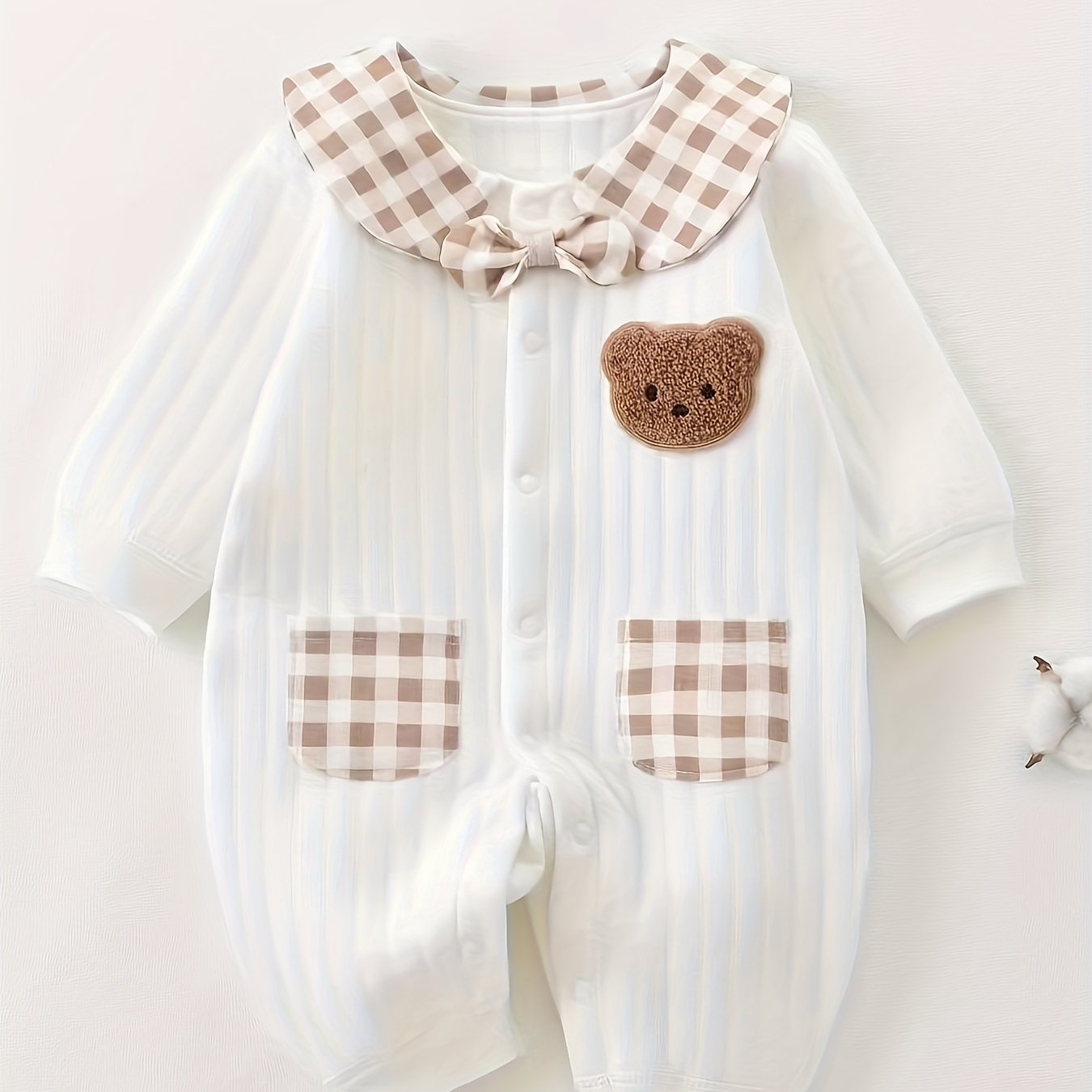 Image of -piece Clothing, Spring And Autumn Long-sleeved Romper, Suitable For Crawling, Warm For Autumn And Winter, Suitable For Outdoor Wear For Boys And Girls In Winter, With A Bow., Perfect For Outdoor