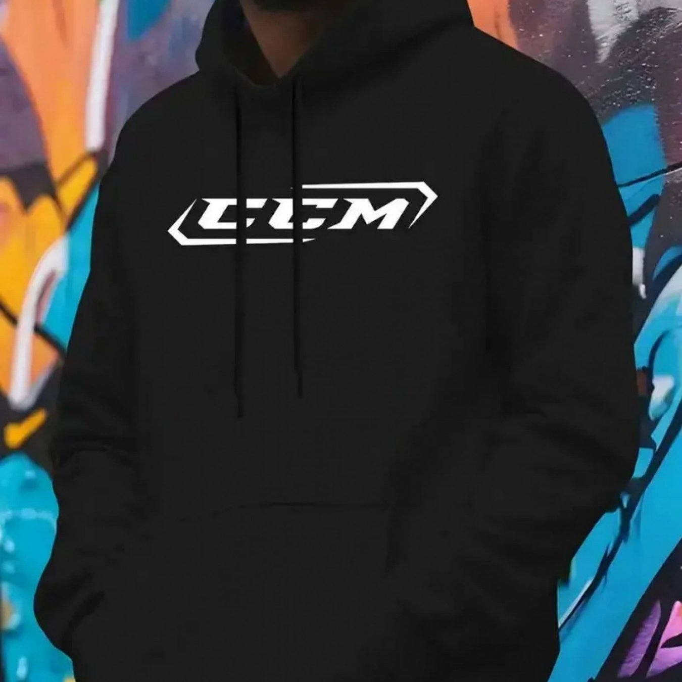 TEMU Ctm Letter Logo Pattern Printed Long Sleeve Hoodie, Kangaroo Pocket, Skin-friendly Fabric, Soft And For Autumn And Winter Leisure Campus Casual