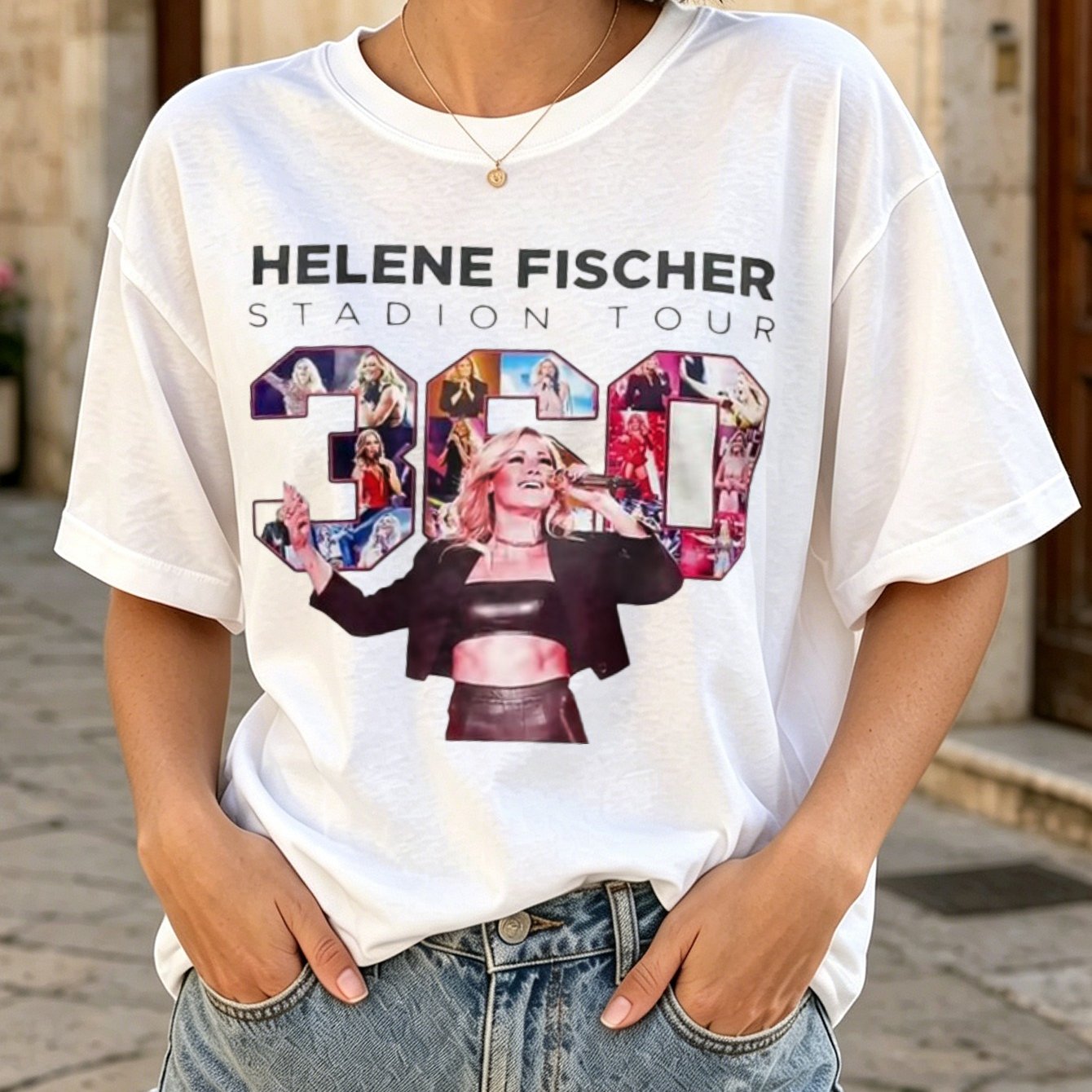Image of H-ele-ne F-isc-her 360 Collage Graphic T-shirt Casual Fan Style For Concerts Parties 's T-shirt