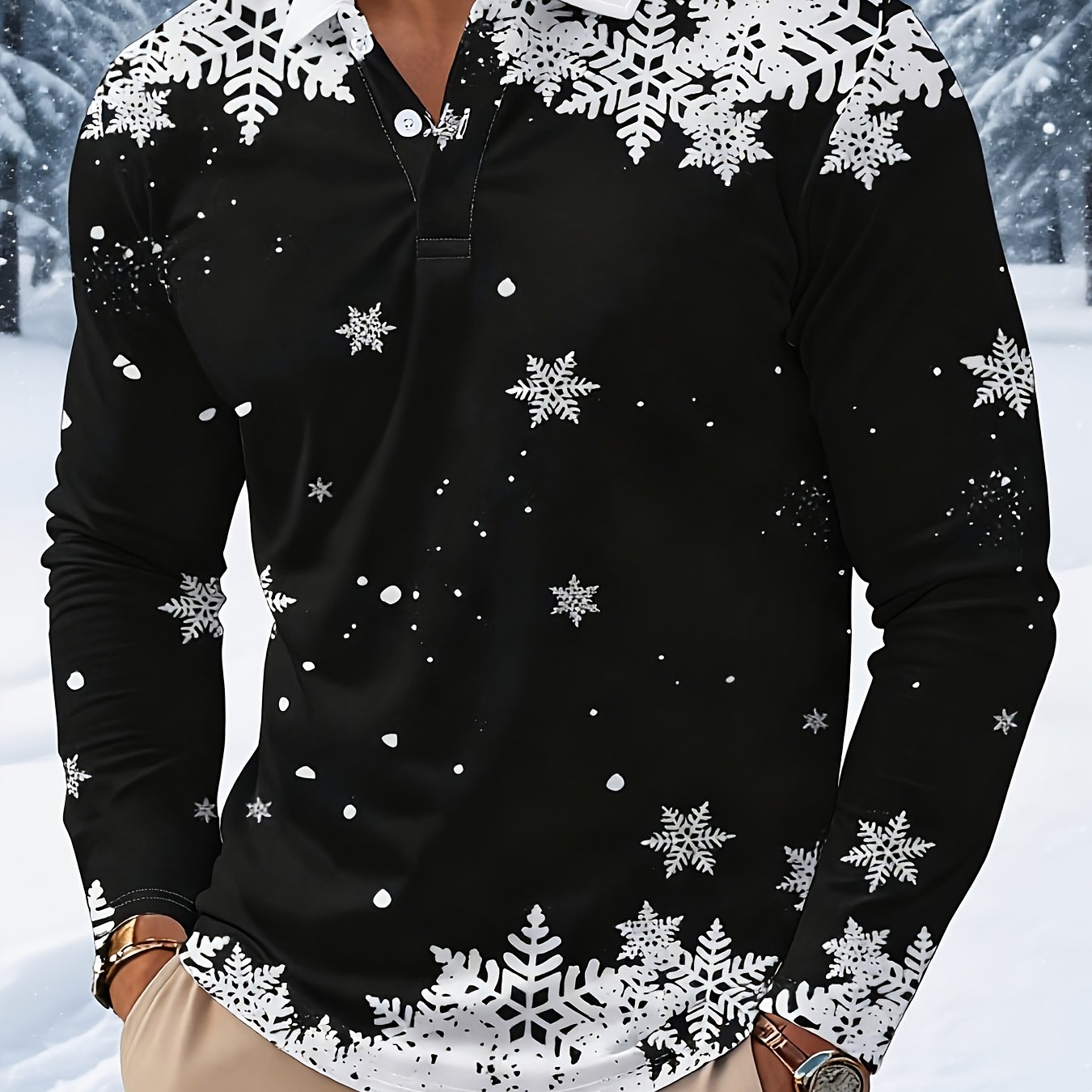 TEMU Christmas Edition Men's Short-sleeve Shirt With 3d , Featuring Everyday Snowflake Pattern, Suitable For All Adult Men And Teenage Boys, Ideal
