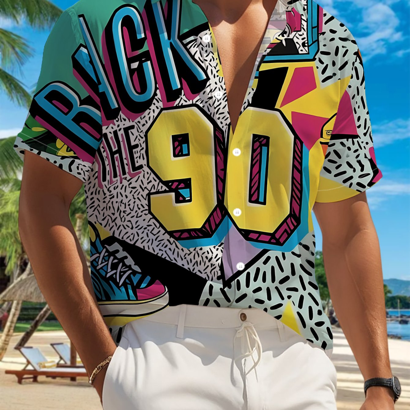 TEMU This 's Casual Short-sleeve Shirt Back The 90s With Its Retro Style Elements, Making It A Versatile For Holiday Gatherings And Commuting. Made