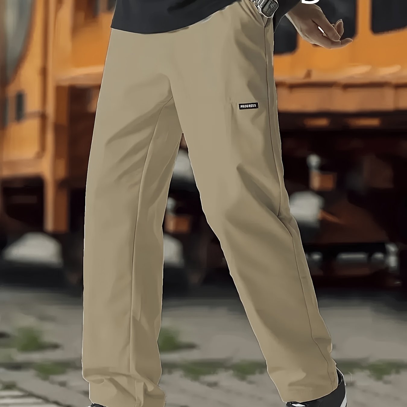 TEMU Trousers, Composite Size Men's Long Pants, Casual Fashion Versatile Straight Trousers, Regular Casual Sports Pants Suitable For , Travel, And