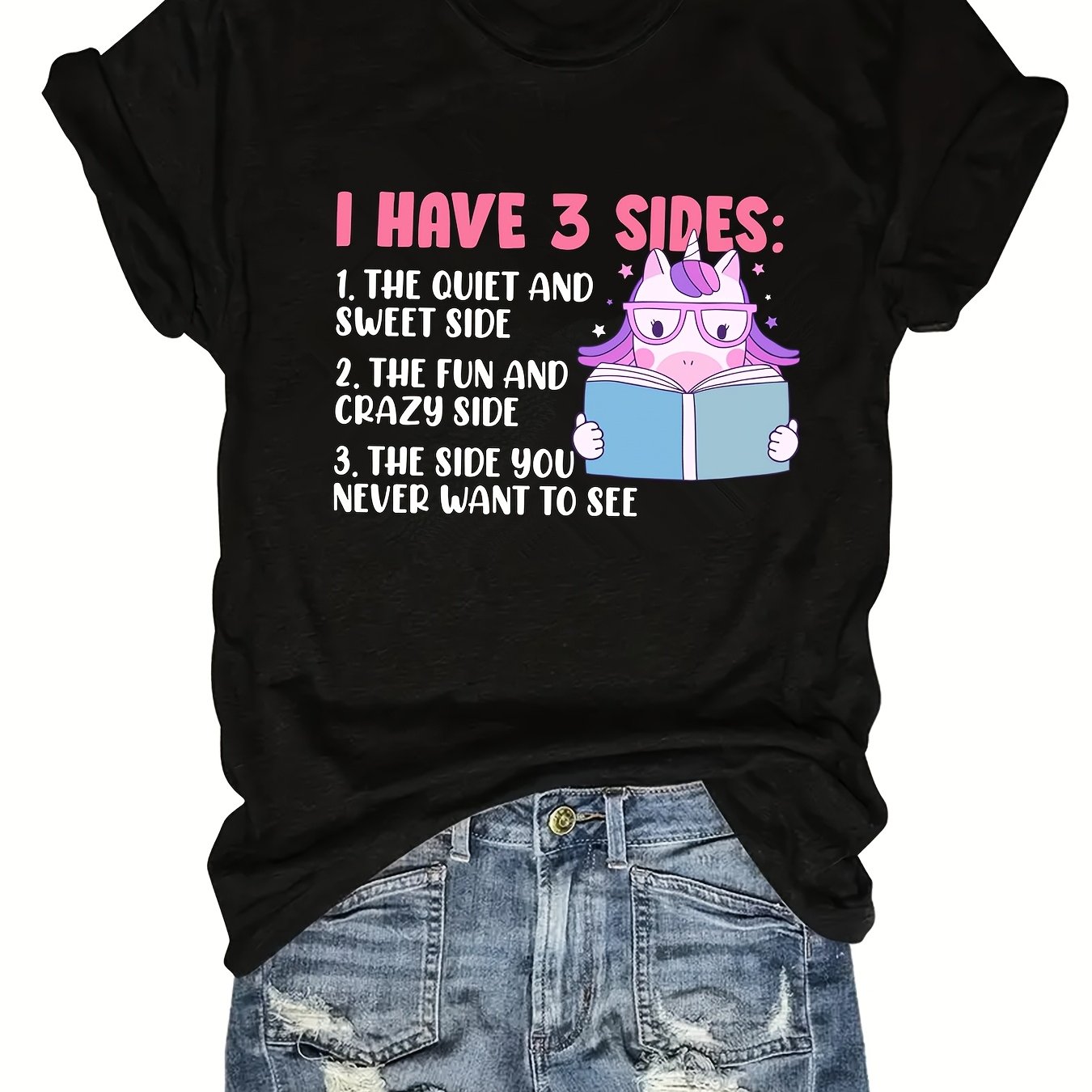 TEMU Plus Size, Plus Size Letter Print T-shirt, Short Sleeve Crew Neck Casual Top For Summer & Spring, Women's Plus Size Clothing