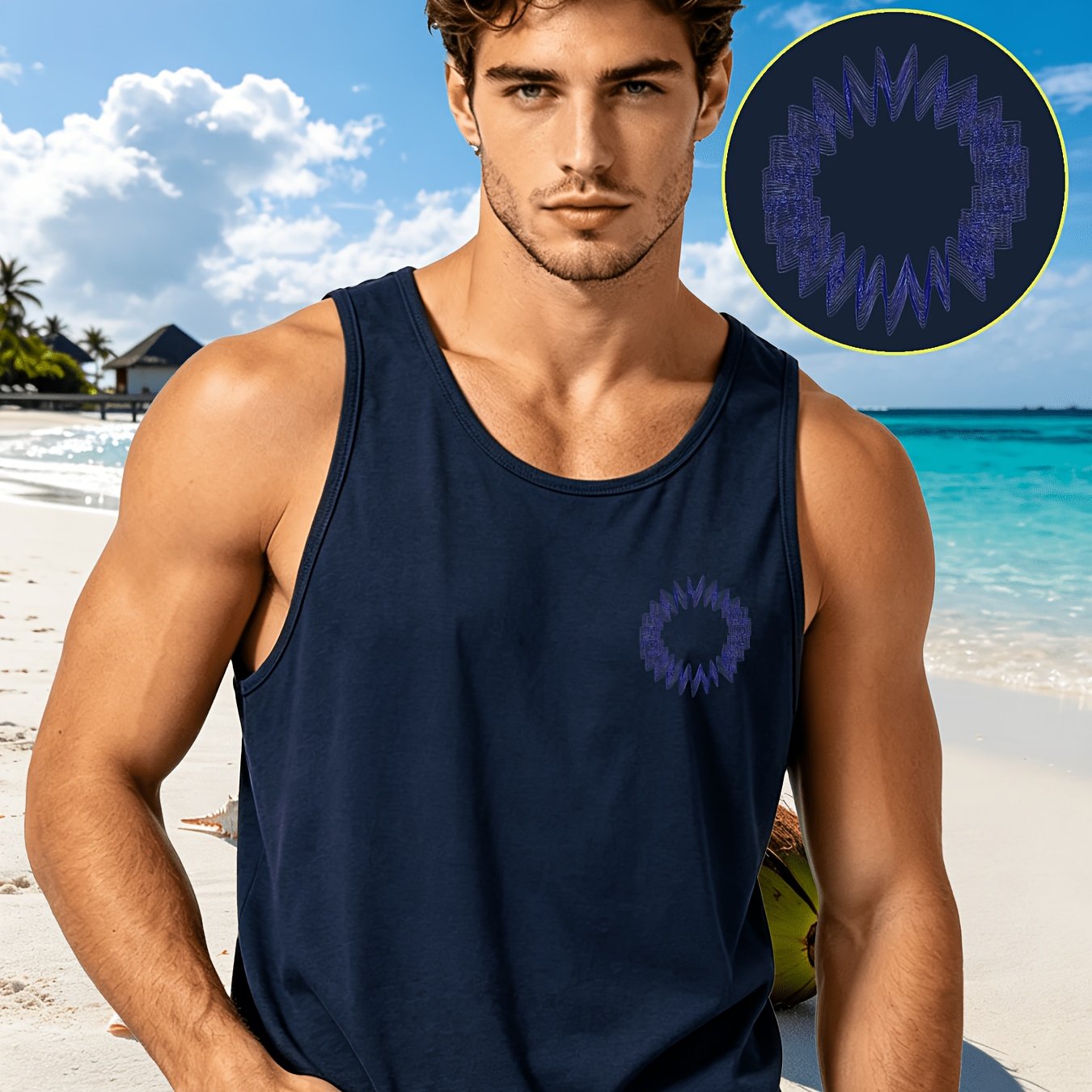TEMU Men's Quick-dry Breathable Sleeveless Shirt - Lightweight Athletic Tank Top Suitable For Gym, Running, Beach, Swimming & , Machine Washable