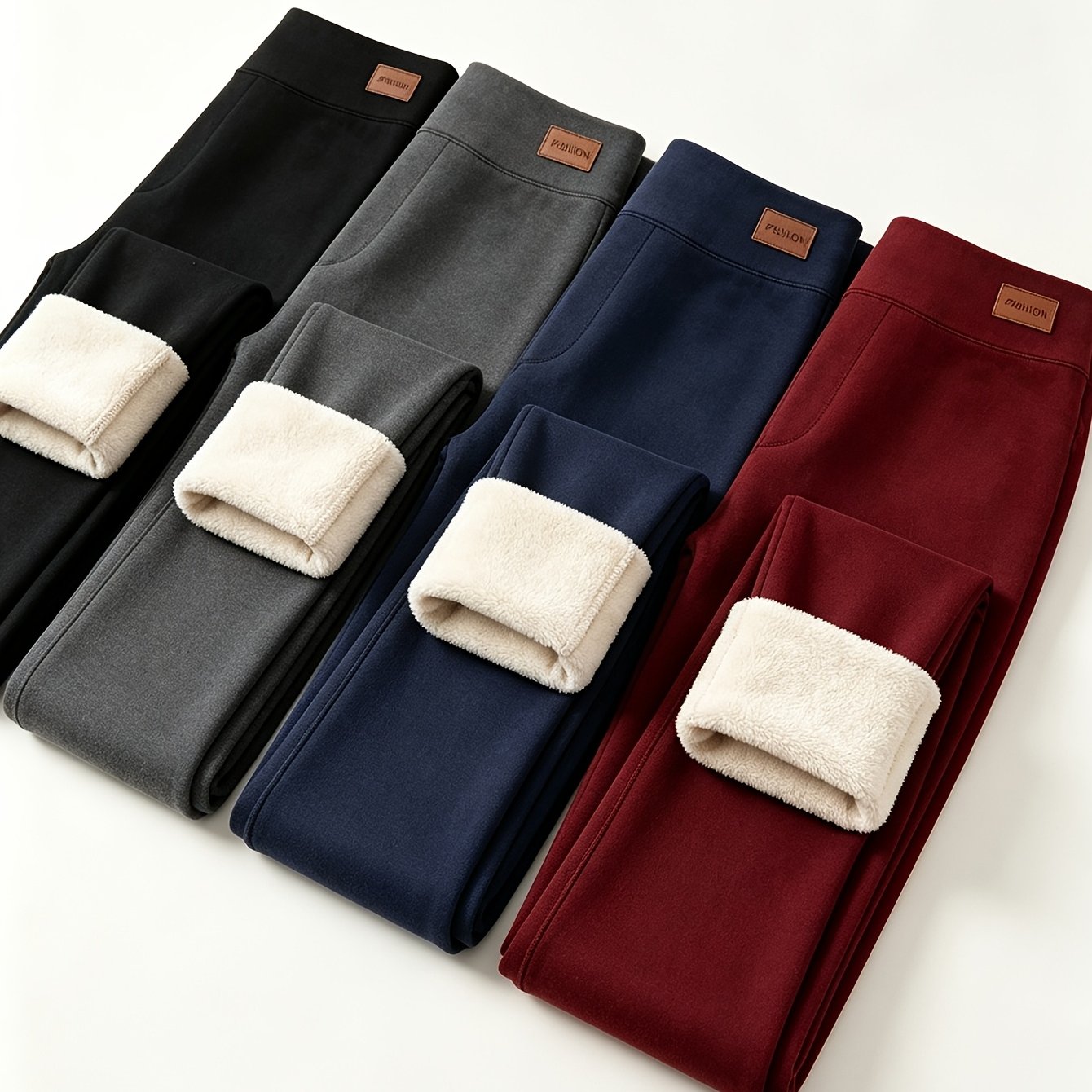 TEMU Lot de 4, Pantalons de sport décontractés thermiques pour femme, taille haute, moulants, épais et doux avec effet abdominal, adaptés aux temps