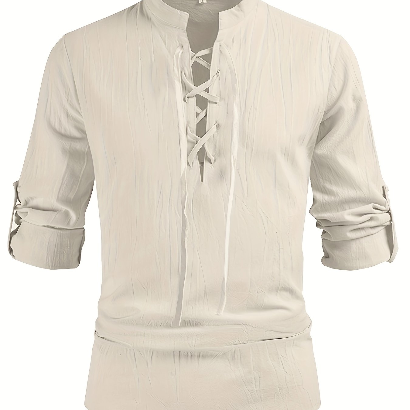 Image of Long Sleeve Shirts For Men In A Vintage Style, Suitable For Medieval, Pirate, Renaissance, Viking, And Hippie Themes