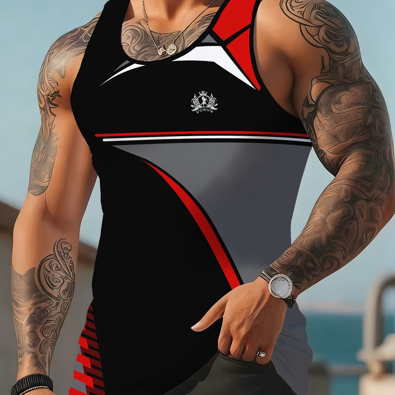 TEMU Casual Athletic Tank Top, Summer Sleeveless Vest Basketball Shirt Men