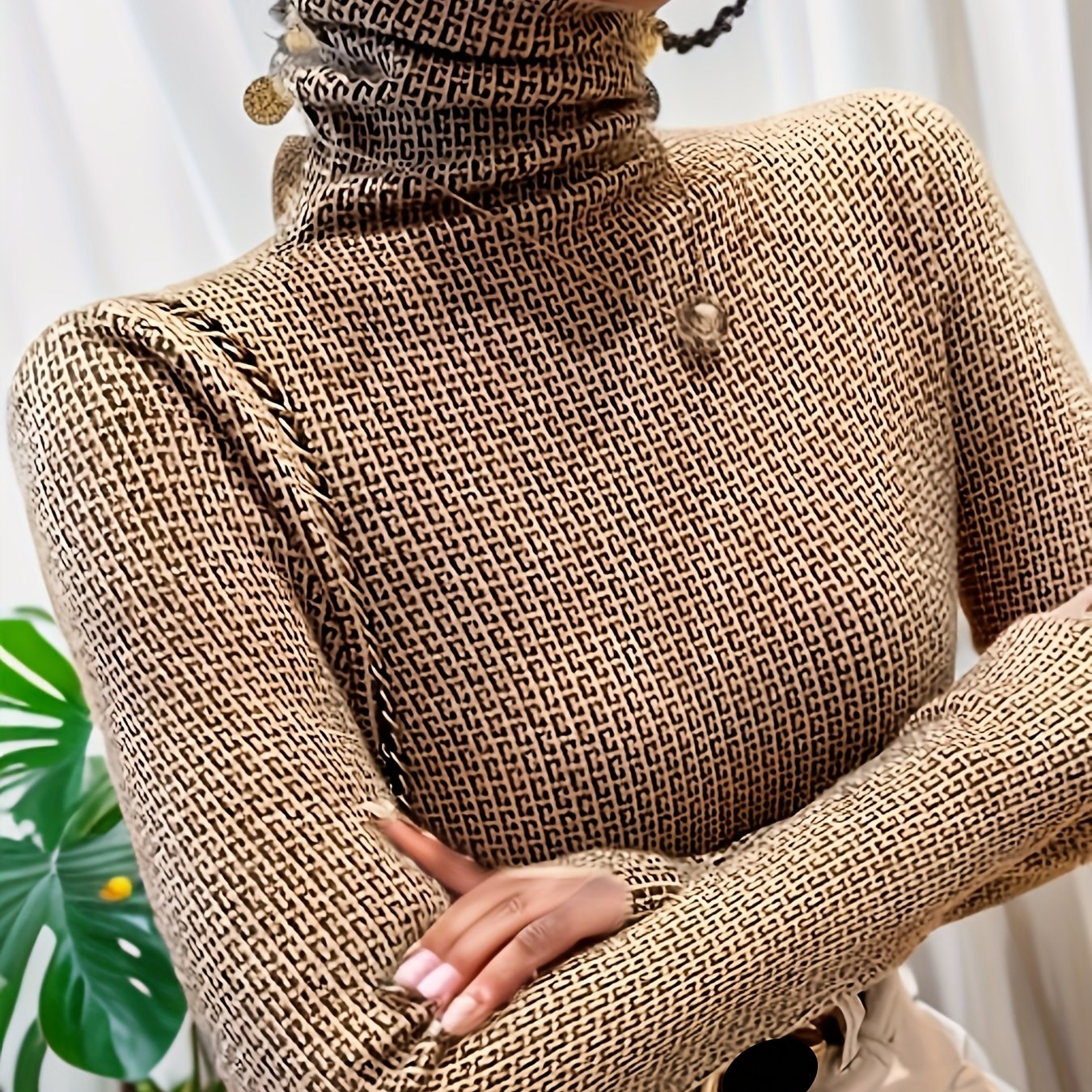 Women's High Neck Sweater Base Layer Top