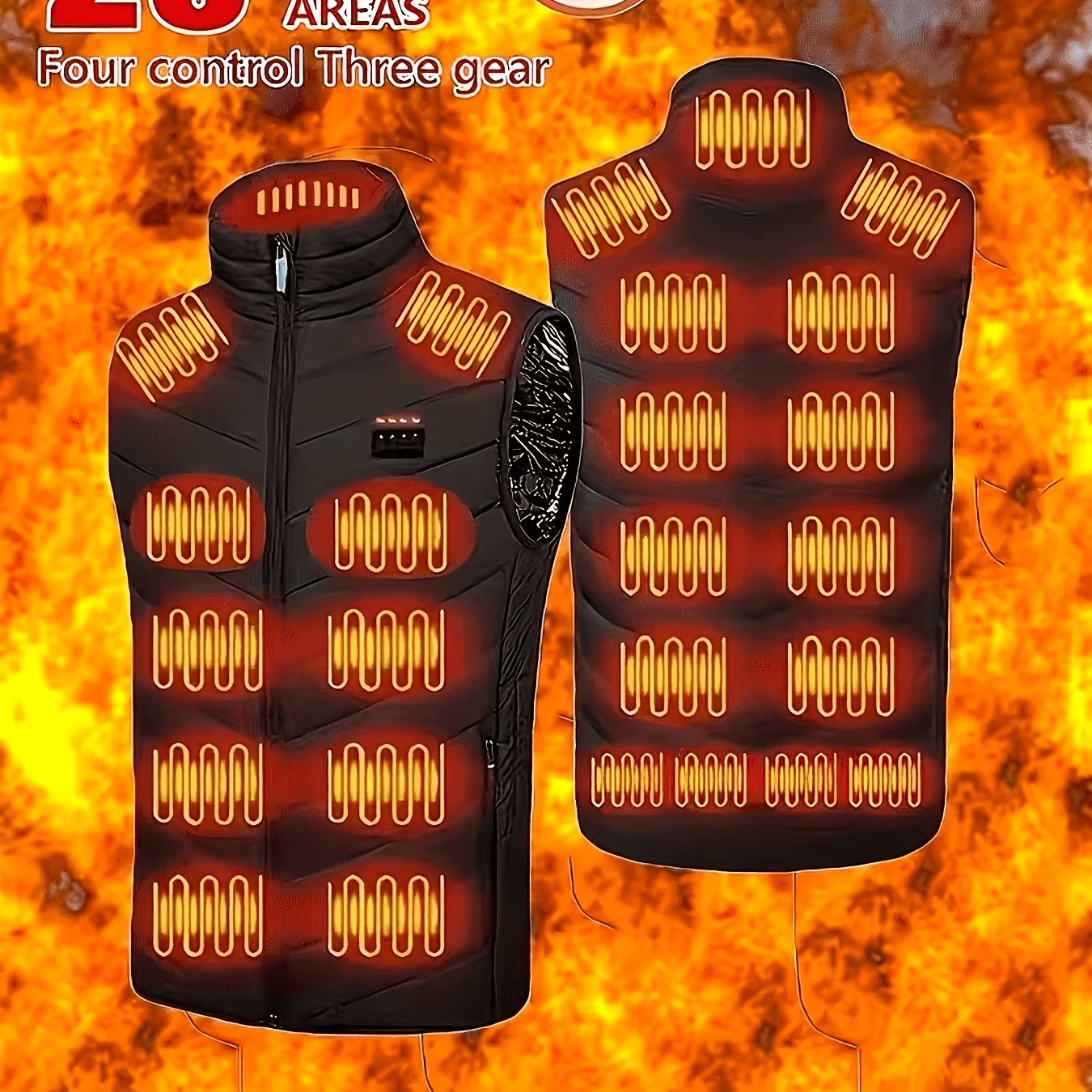 TEMU Men's Heated Vest, Unisex, 25-zone Heating With 4 Control Switches, Heated Vest, Thermal Electric Vest, Warm In Autumn And Winter, Windproof And
