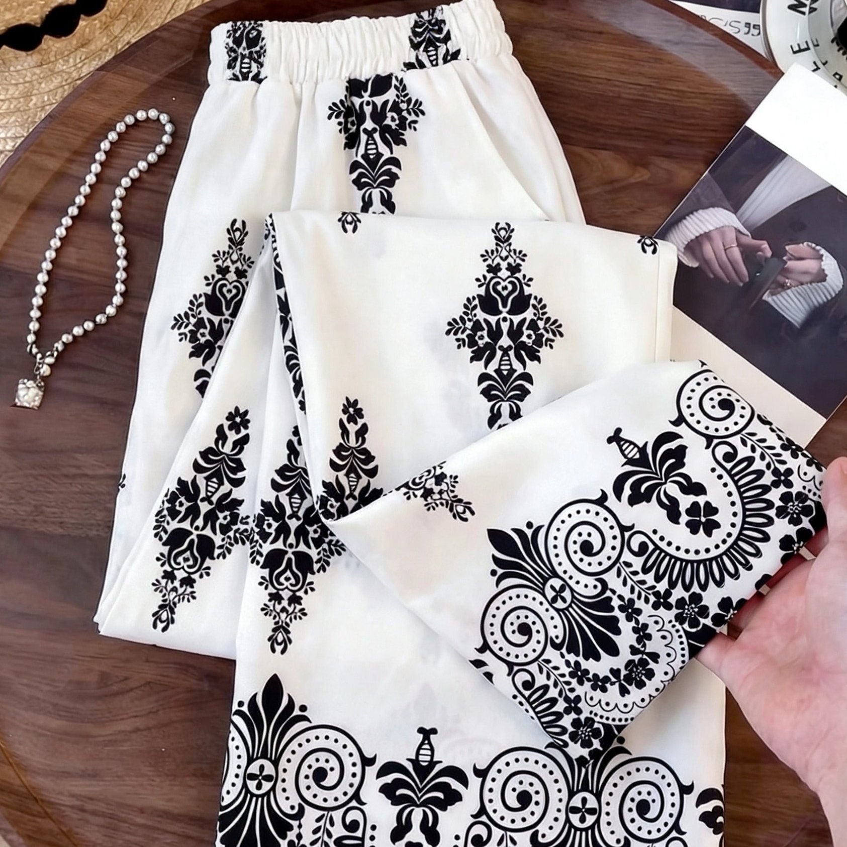 TEMU Pantalon long pour femme, style bohème imprimé, pantalon décontracté toutes saisons