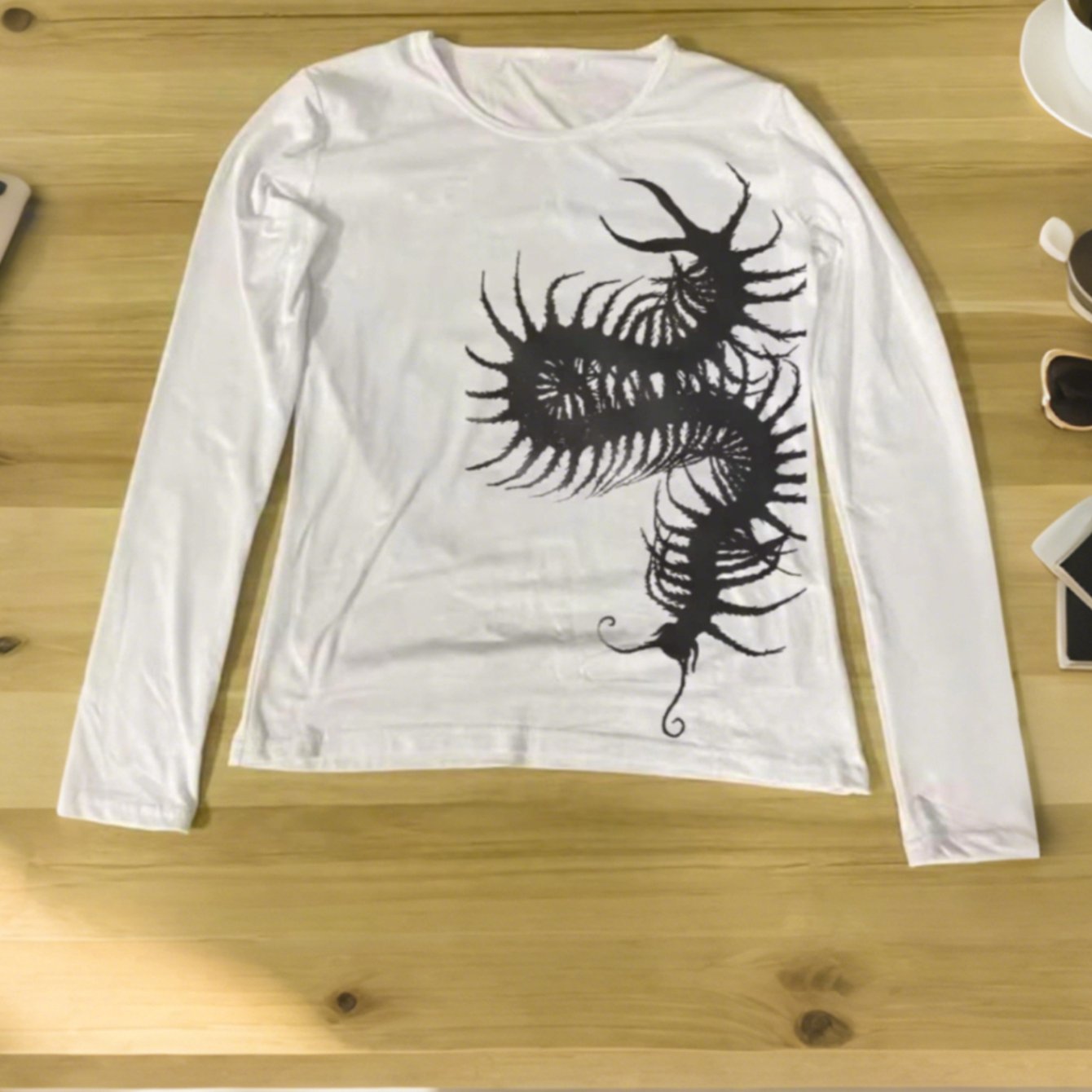 TEMU Y2k Women's Fashion Casual Centipede Print Long Sleeve Top