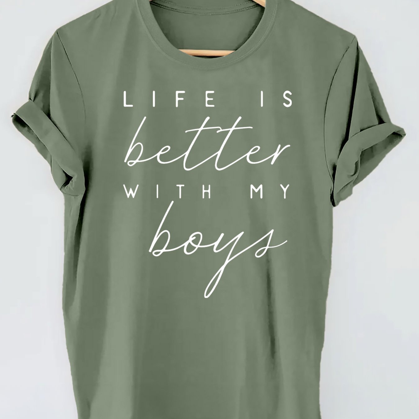 Letter Print T-shirt, Short Sleeve Crew Neck Casual Top For Summer & Spring, Women's Clothing