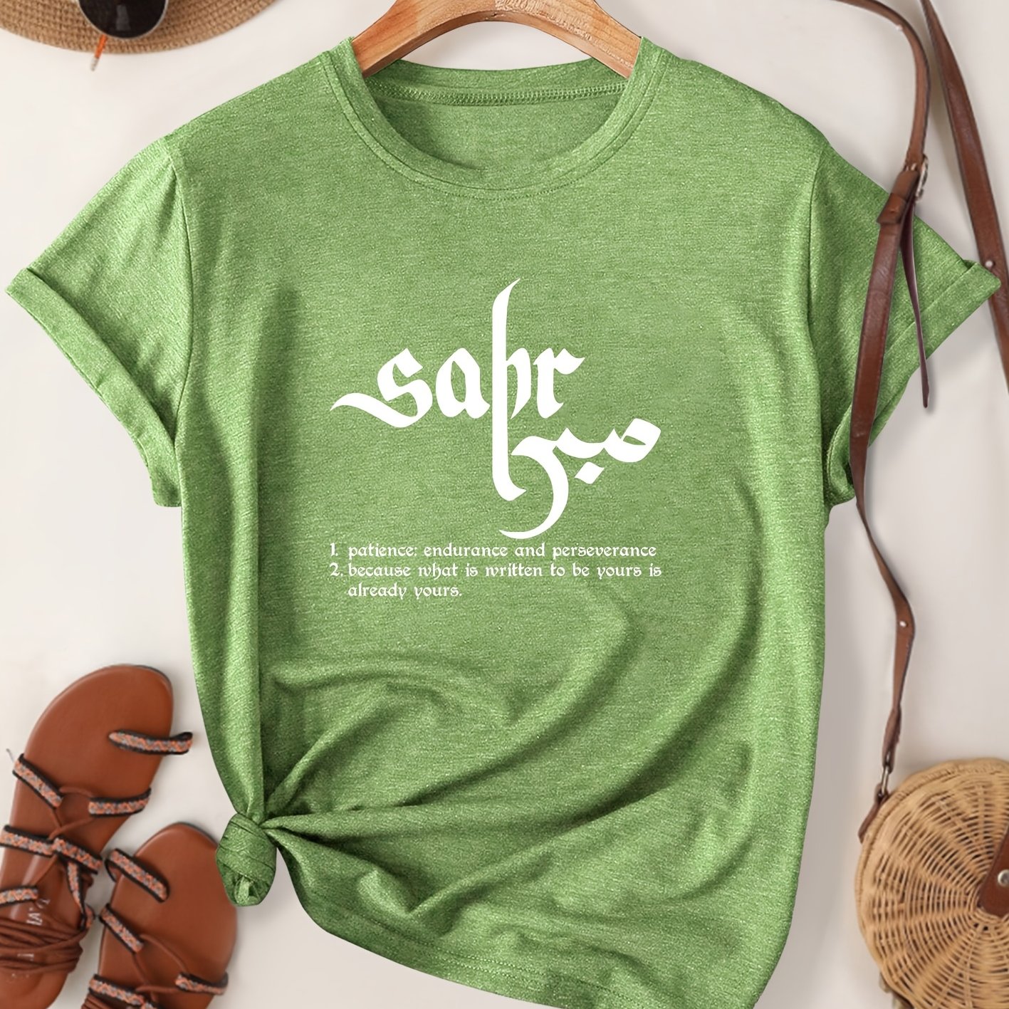 TEMU Elegant "" | Casual Fashionable Retro Style, Women's Spring Casual Sports, Crew Neck Short Sleeve T-shirt, Sizes S-xxl
