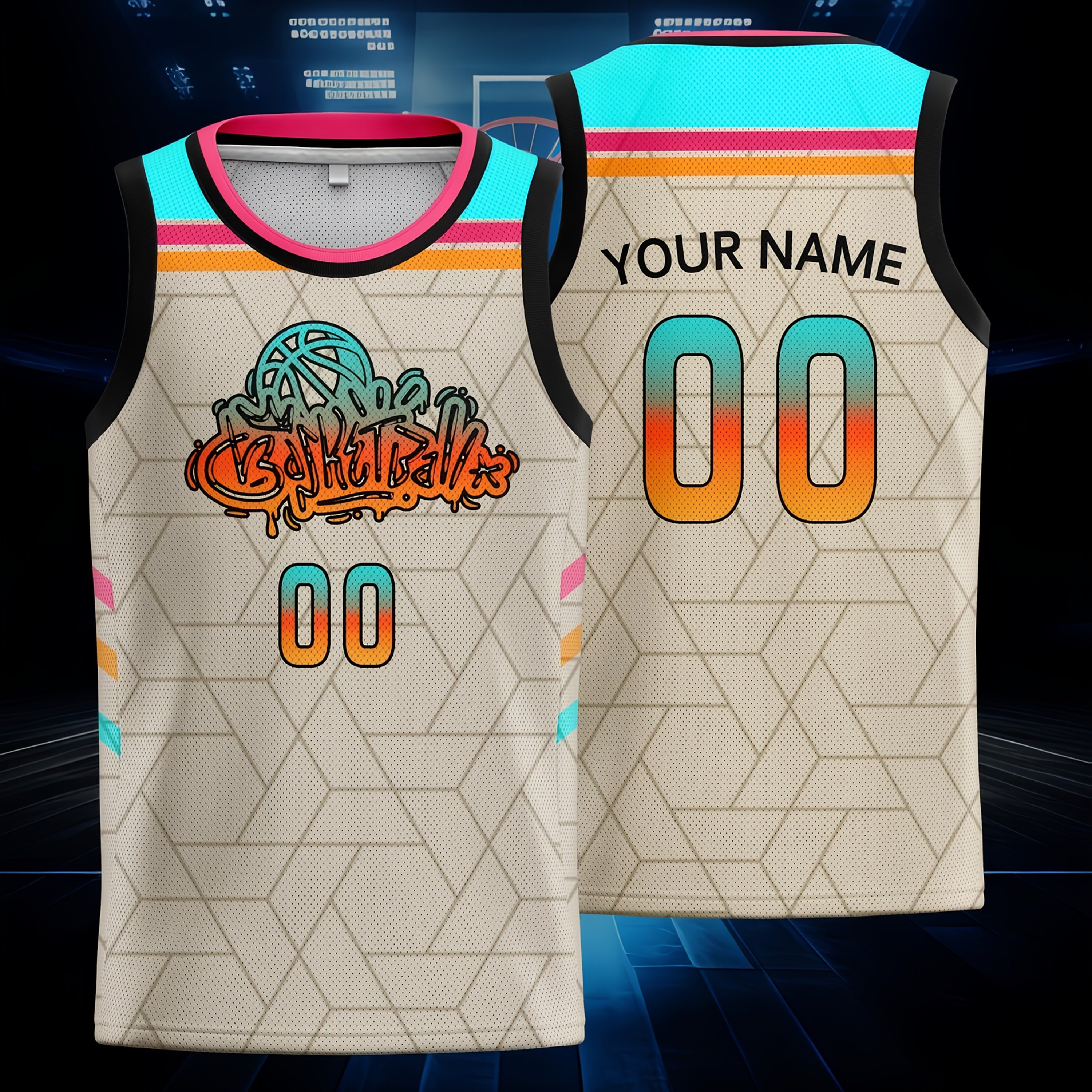 TEMU Custom Basketball Tank Top - Personalized Name & Number, Sleeveless Athletic Shirt, Breathable Quick-dry - Men's Basketball Apparel, Team