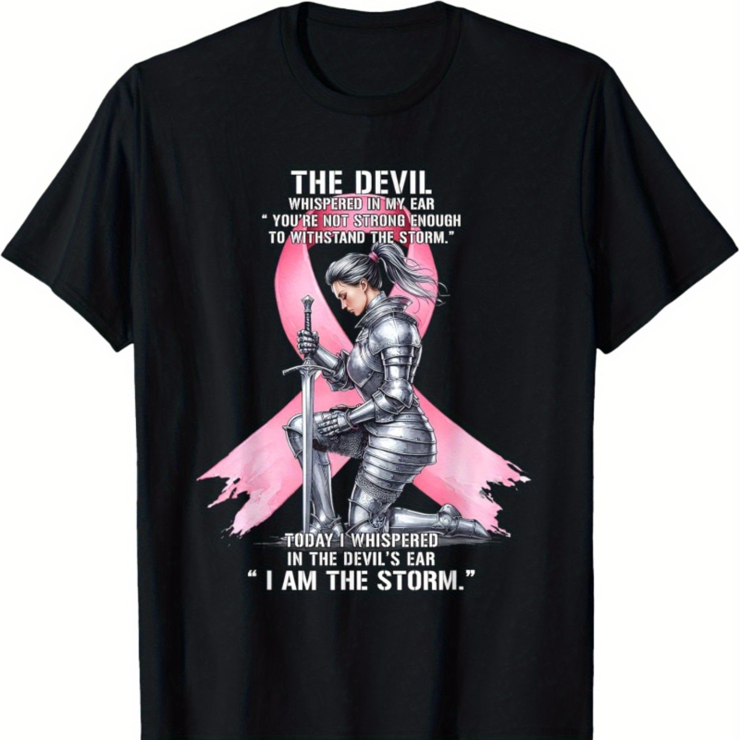 TEMU I Am Breast Cancer Warrior Christian Knight Women T-shirt