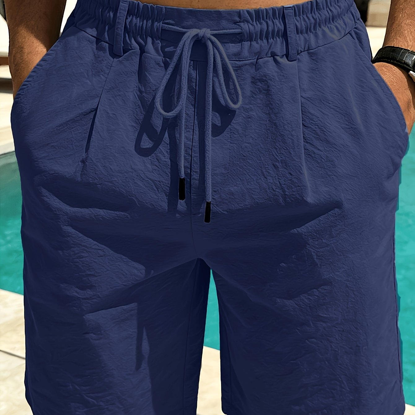 TEMU Men's Casual Shorts Beach Vacation Shorts Shorts Men's Bermuda Shorts Summer Breathable Solid Color Retro Shorts
