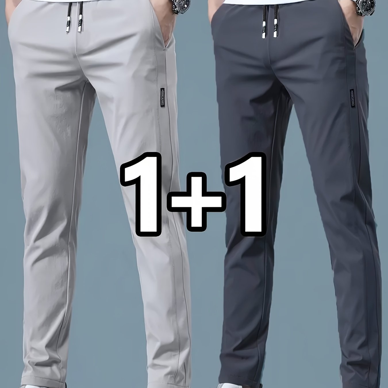 Image of Men's 2025 New Style Two-pc Spring/summer Casual Straight-leg Four-season Stretch Versatile Fashion Sports Long Pants