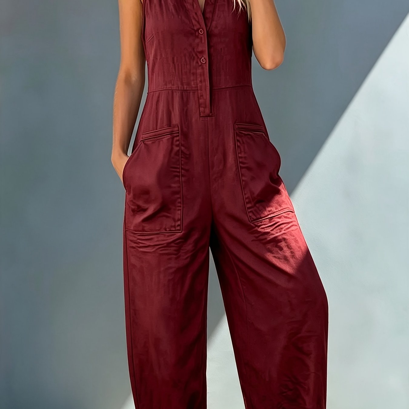 TEMU Mono elegante de mujer para /verano, estilo retro, color liso, cuello , sin , corte holgado, ideal para ropa de trabajo de moda, ropa casual