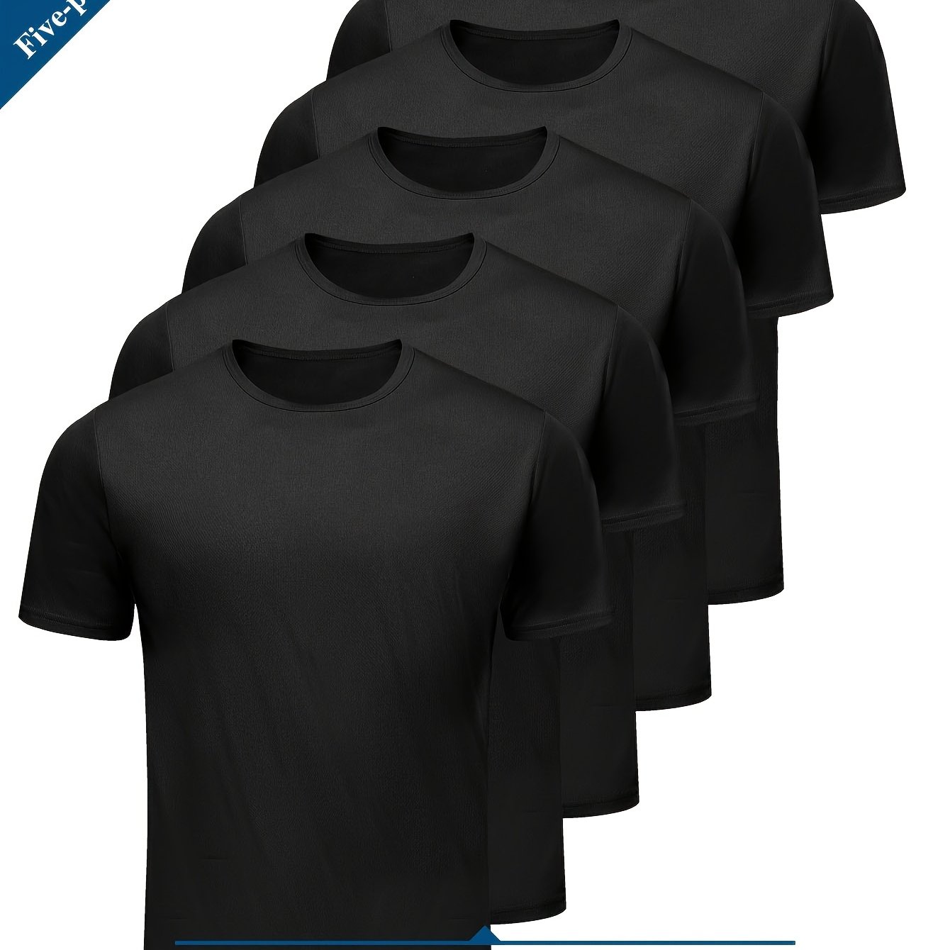 TEMU 5pcs Solid Color Mesh T-shirts - Lightweight, Breathable, Moisture-wicking Short Sleeves, Suitable For Fitness, Running, , Beach Vacation -